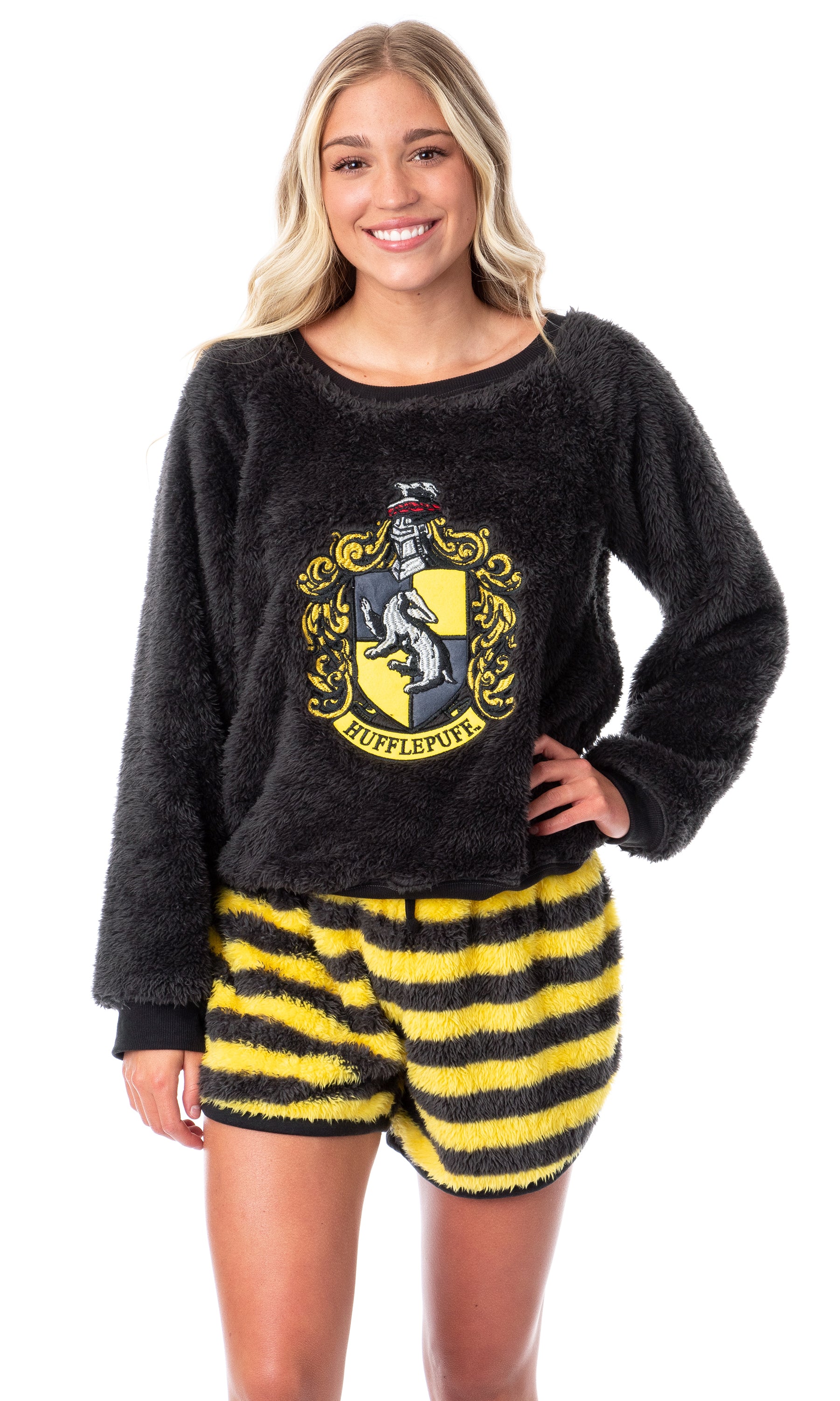 Harry Potter Womens' Sweater and Shorts Sleep Pajama Set-All Houses