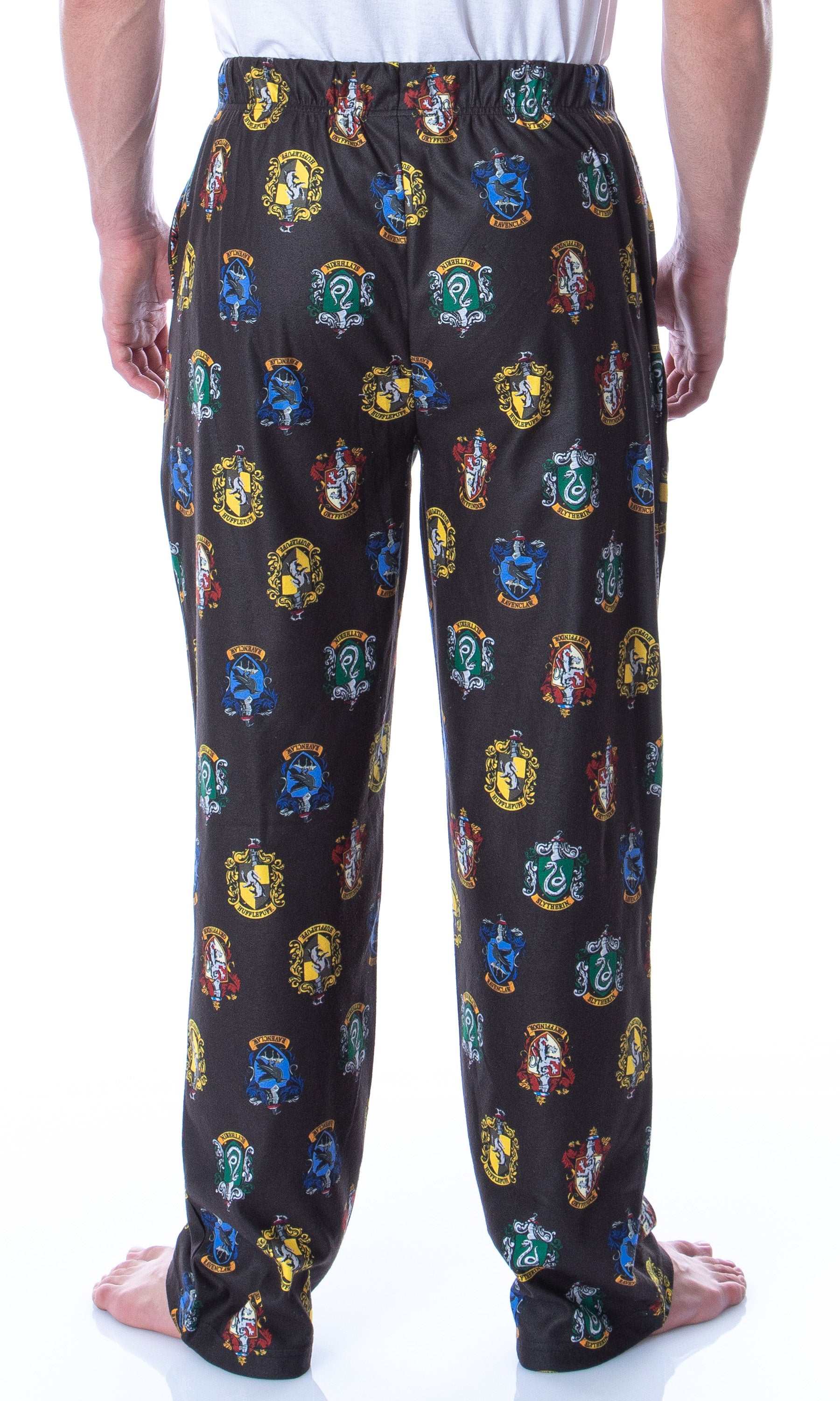 Harry Potter Adult Men's Hogwarts 4 House Crests Loungewear Pajama Pants