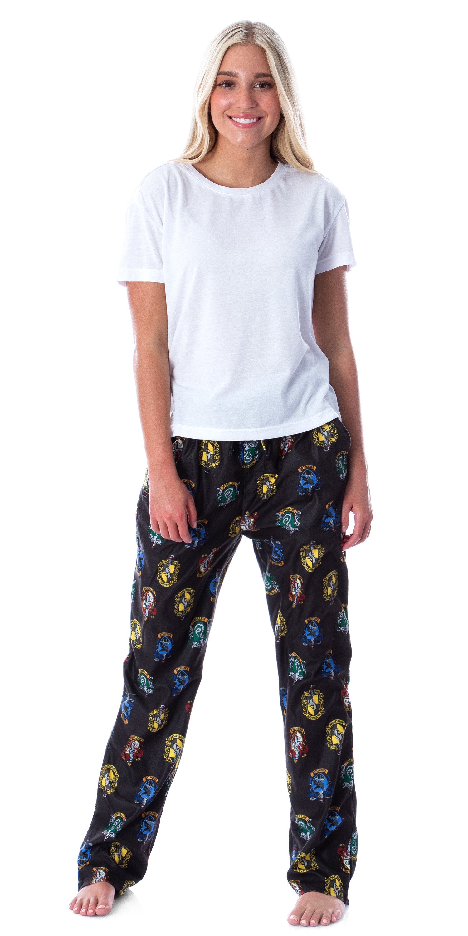 Harry Potter Adult Men's Hogwarts 4 House Crests Loungewear Pajama Pants