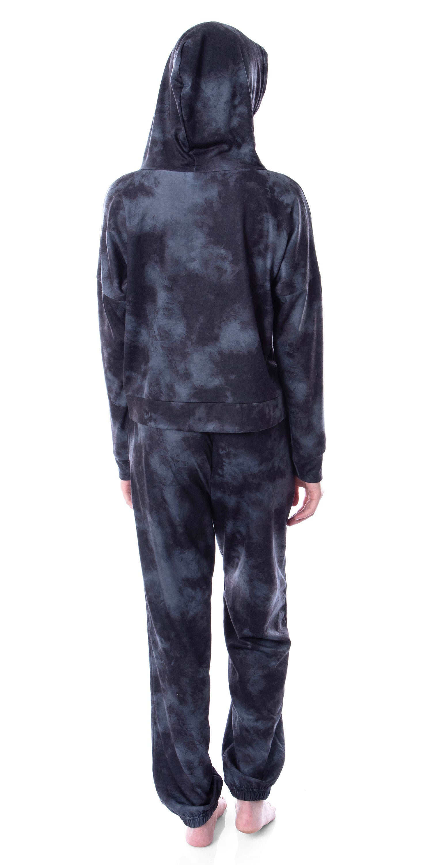 Harry Potter Womens' Hogwarts Crest Tie Dye Cropped Hooded Jogger Set