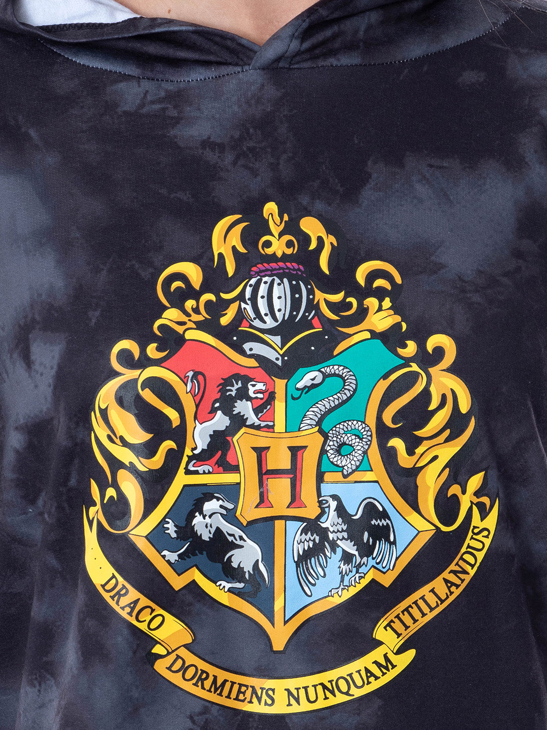 Harry Potter Womens' Hogwarts Crest Tie Dye Cropped Hooded Jogger Set