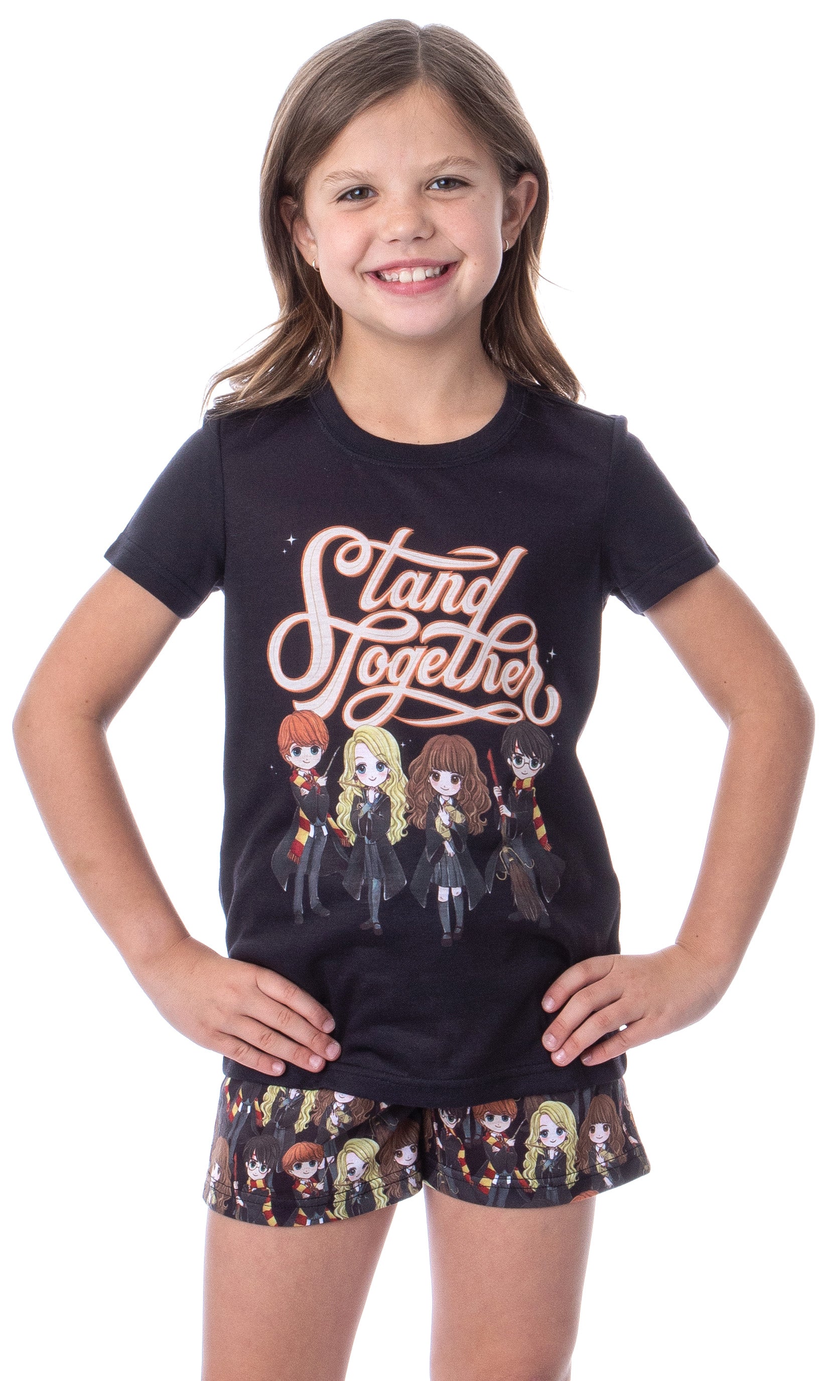 Harry Potter Girls' Stand Together Ron Hermione Sleep Pajama Set Shorts