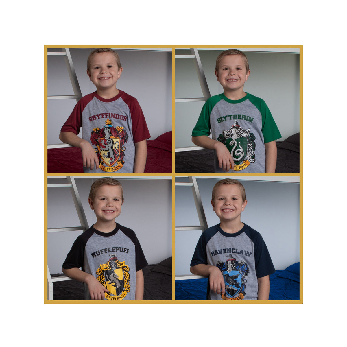 Harry Potter Boys' Hogwarts All Houses Sleep Pajama Set Shorts