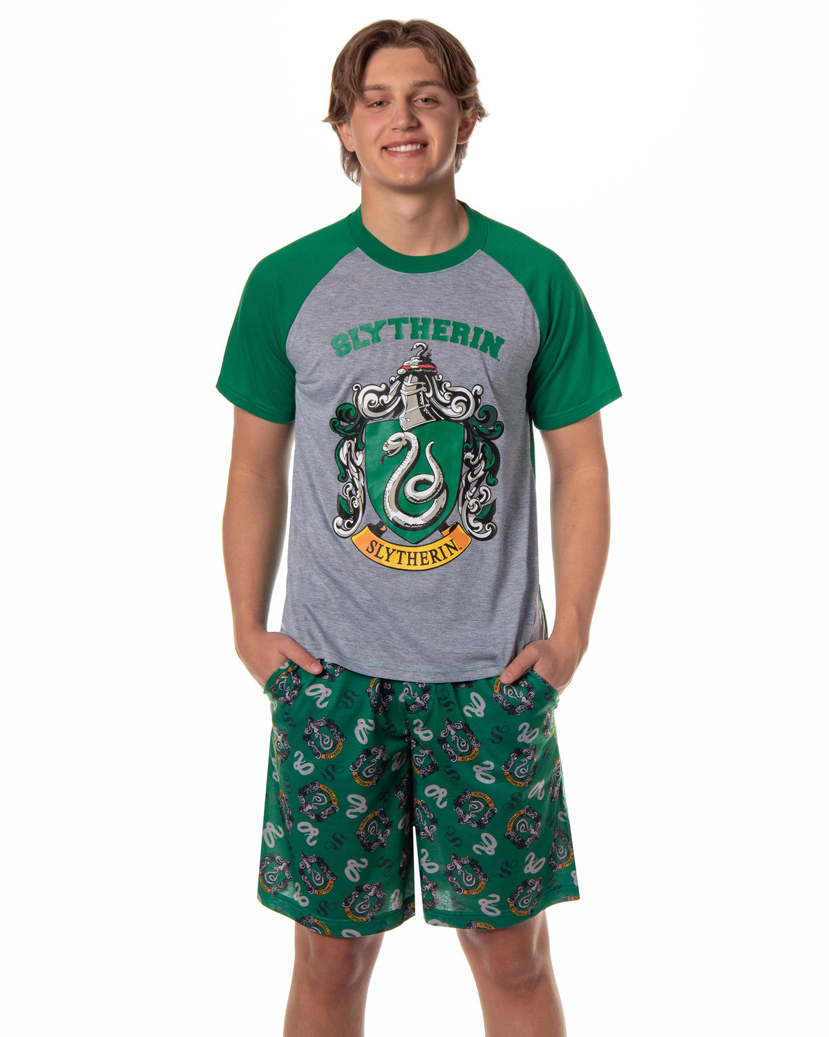 Harry Potter Hogwarts Men's Short Sleeve Shirt And Short PJ Pajama Set