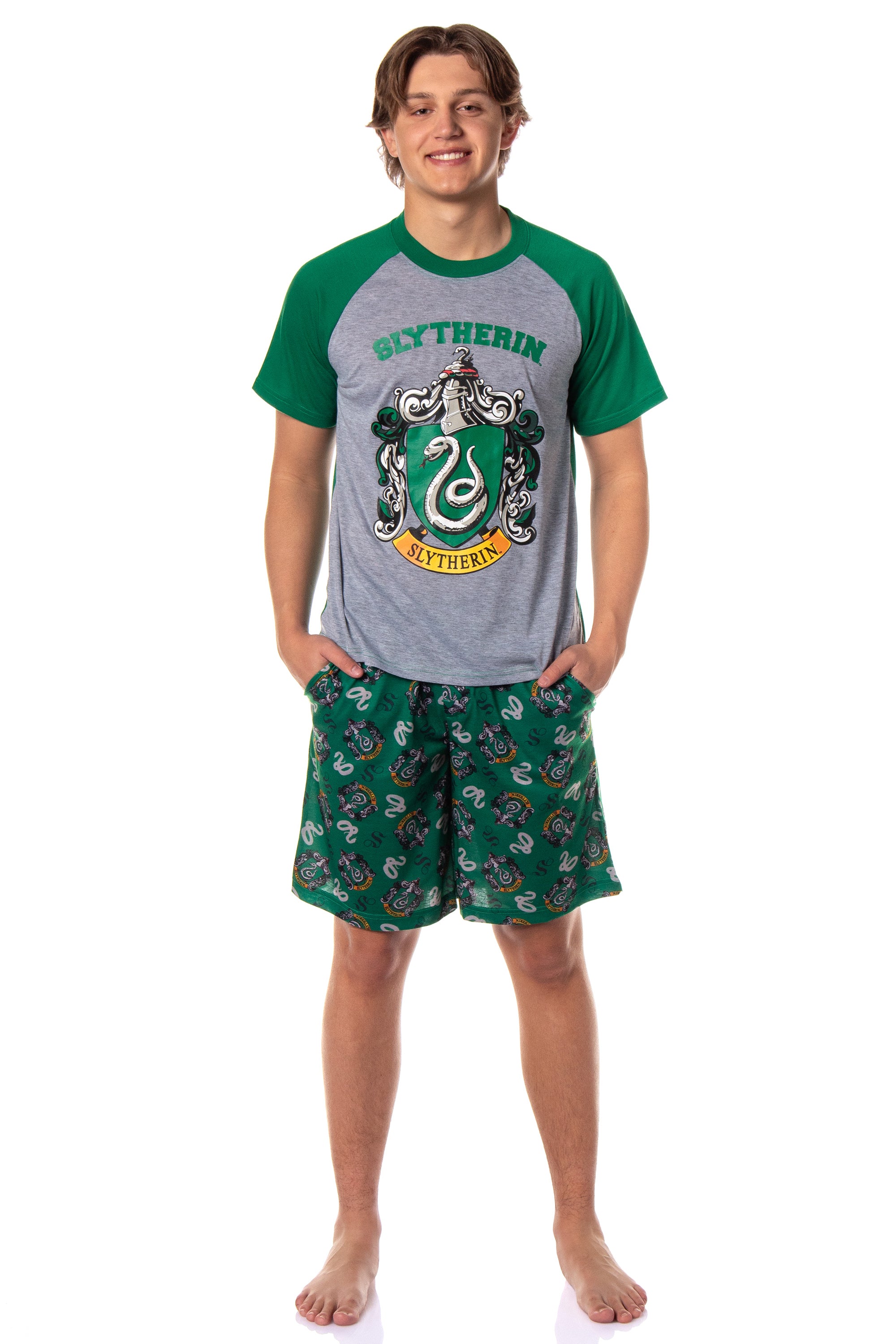 Harry Potter Hogwarts Men's Short Sleeve Shirt And Short PJ Pajama Set