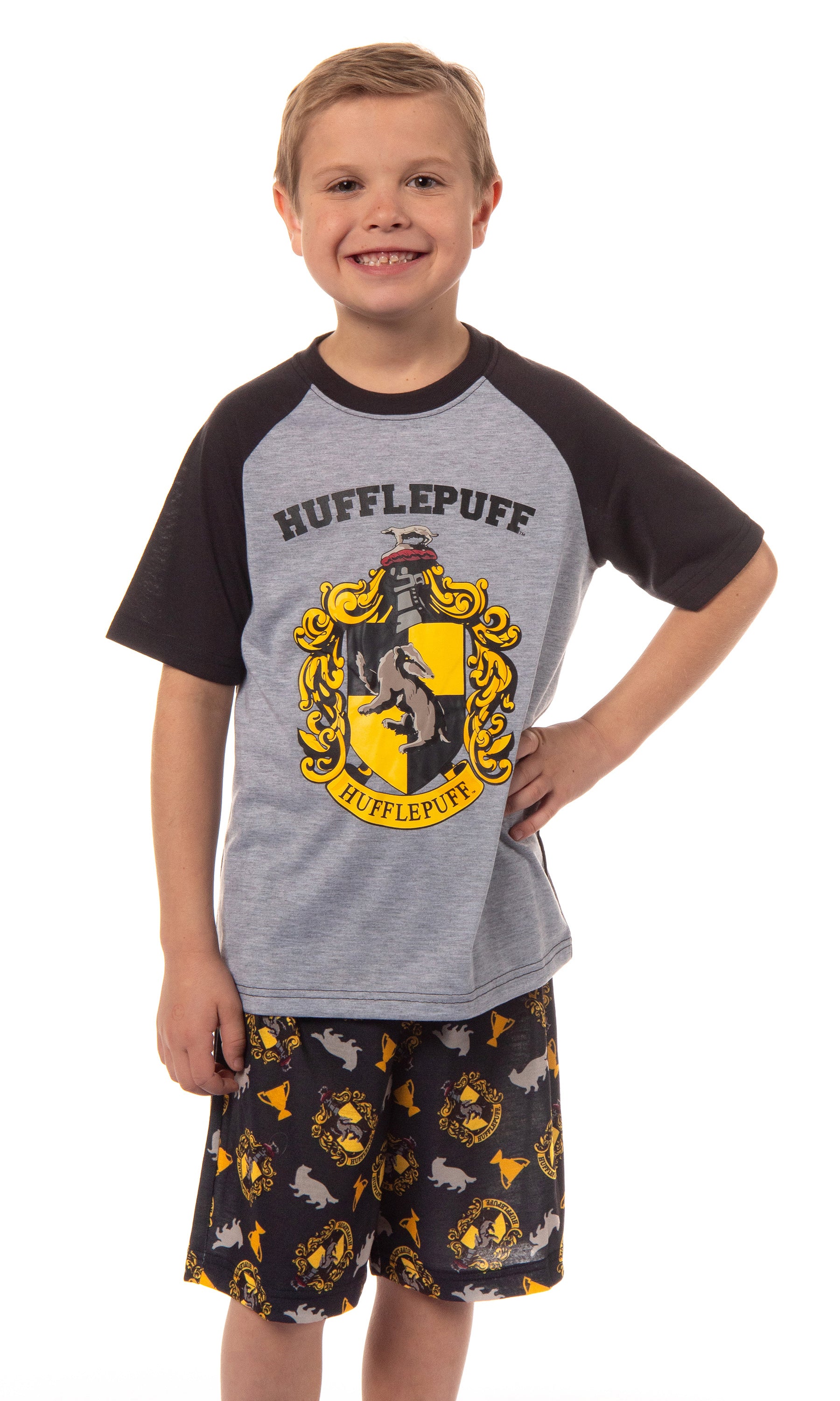 Harry Potter Boys' Hogwarts All Houses Sleep Pajama Set Shorts