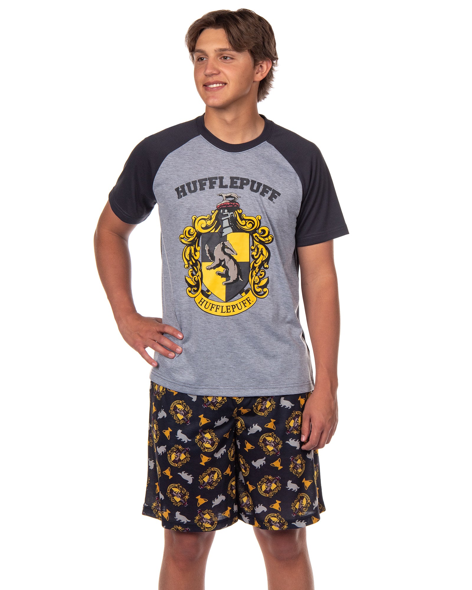 Harry Potter Hogwarts Men's Short Sleeve Shirt And Short PJ Pajama Set