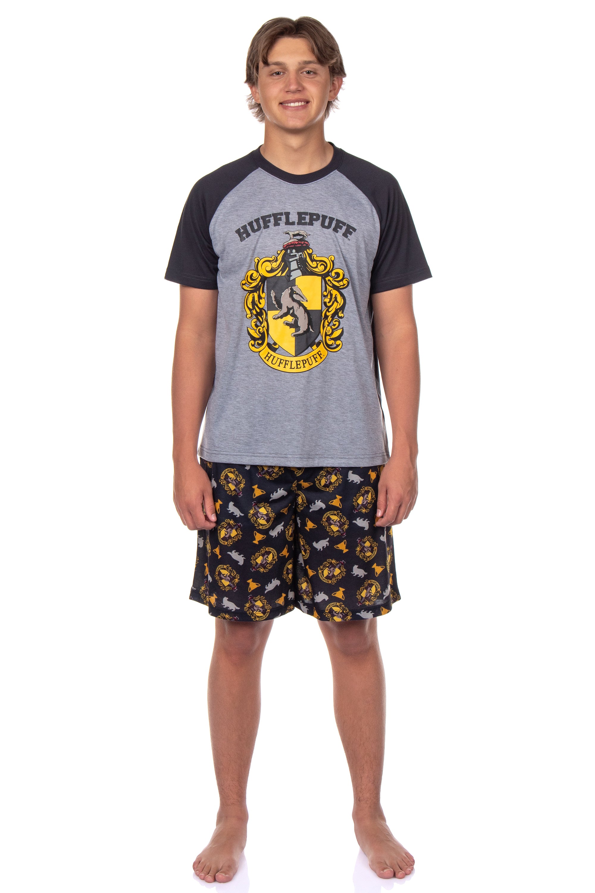 Harry Potter Hogwarts Men's Short Sleeve Shirt And Short PJ Pajama Set