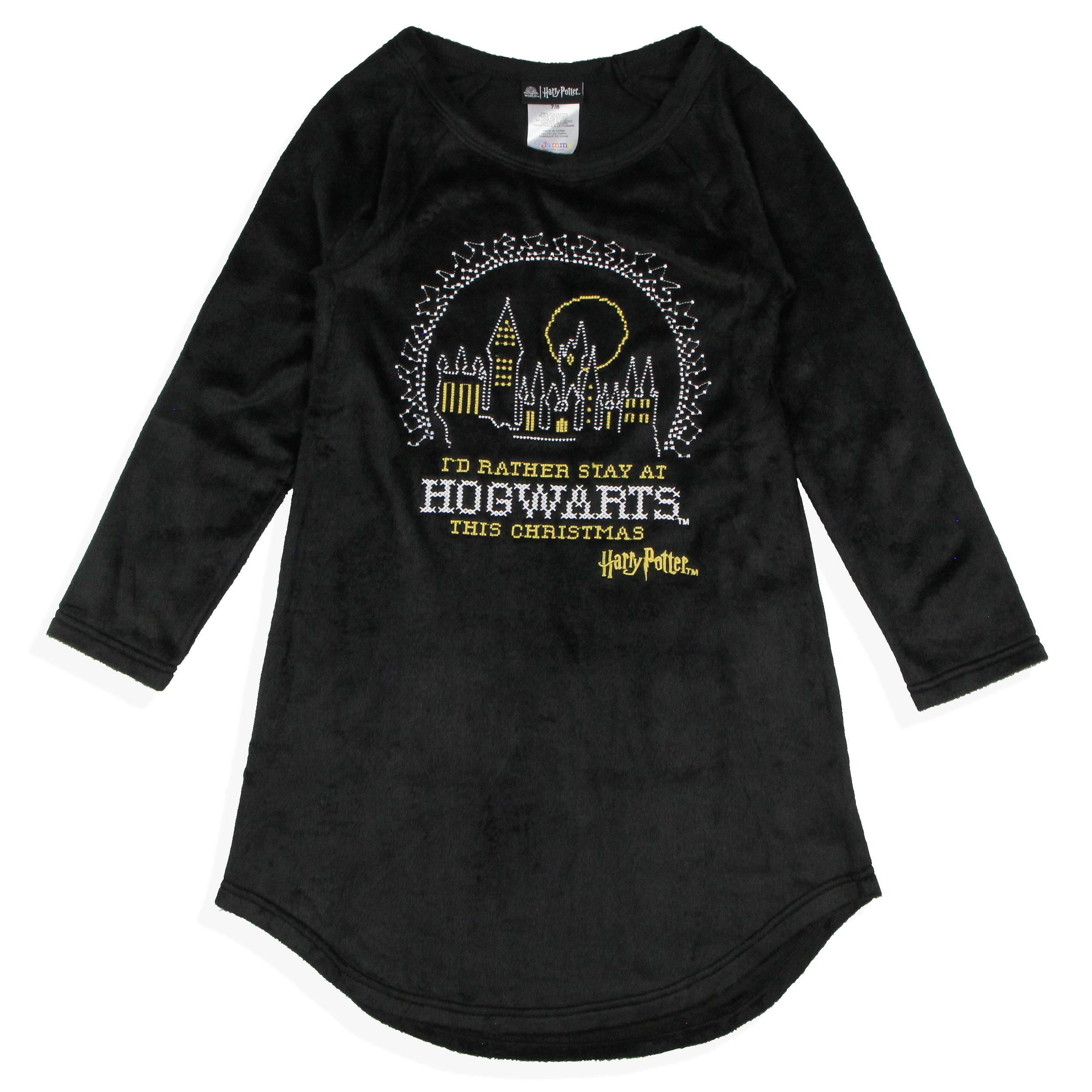 Harry Potter Girl's I'd Rather Stay At Hogwarts This Christmas Sleep Pajama Nightgown
