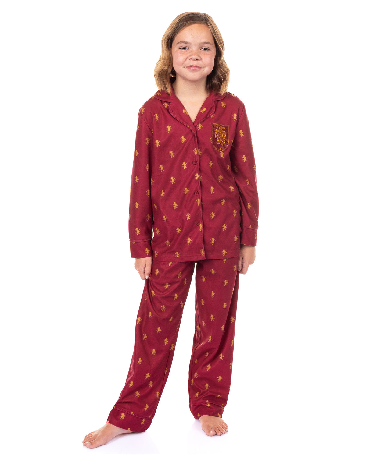 Harry Potter Pajamas Girl's Houses Coat Front Sleep Set