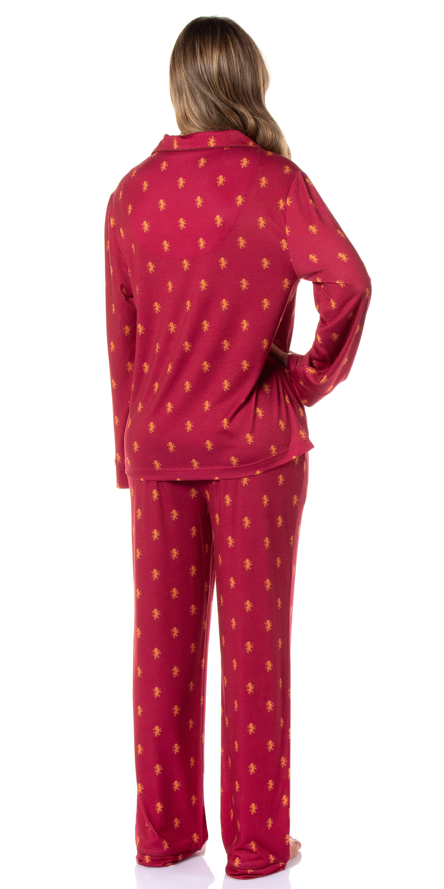 Harry Potter Women's Gryffindor Classic Pajamas Button-Up Top and Pants