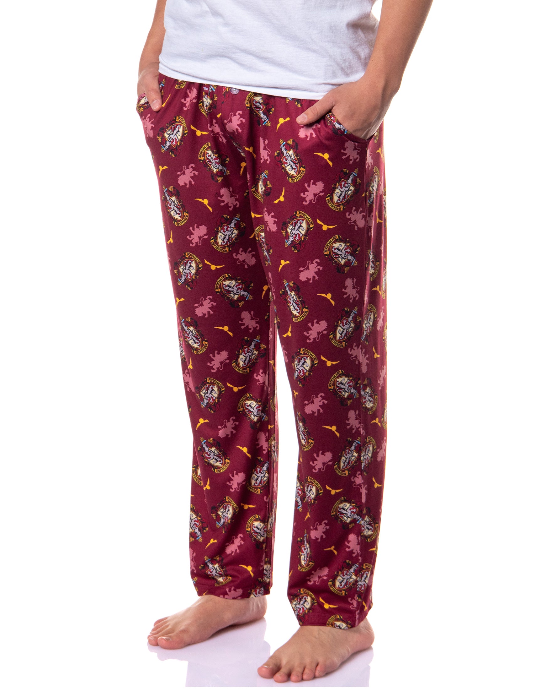 Harry Potter Men's Hogwarts House Crest All Over Print PJ Pajama Pants