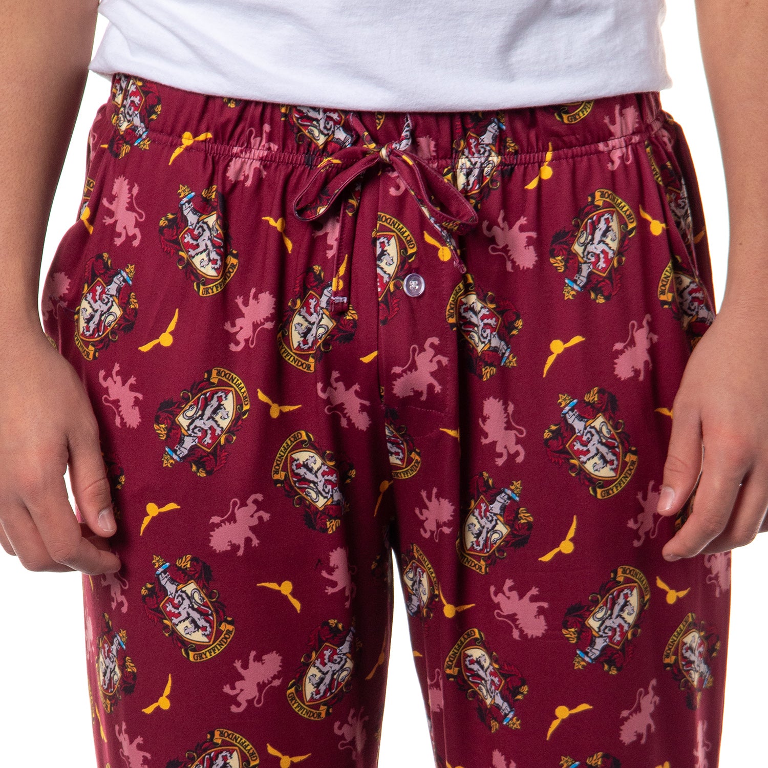Harry Potter Men's Hogwarts House Crest All Over Print PJ Pajama Pants