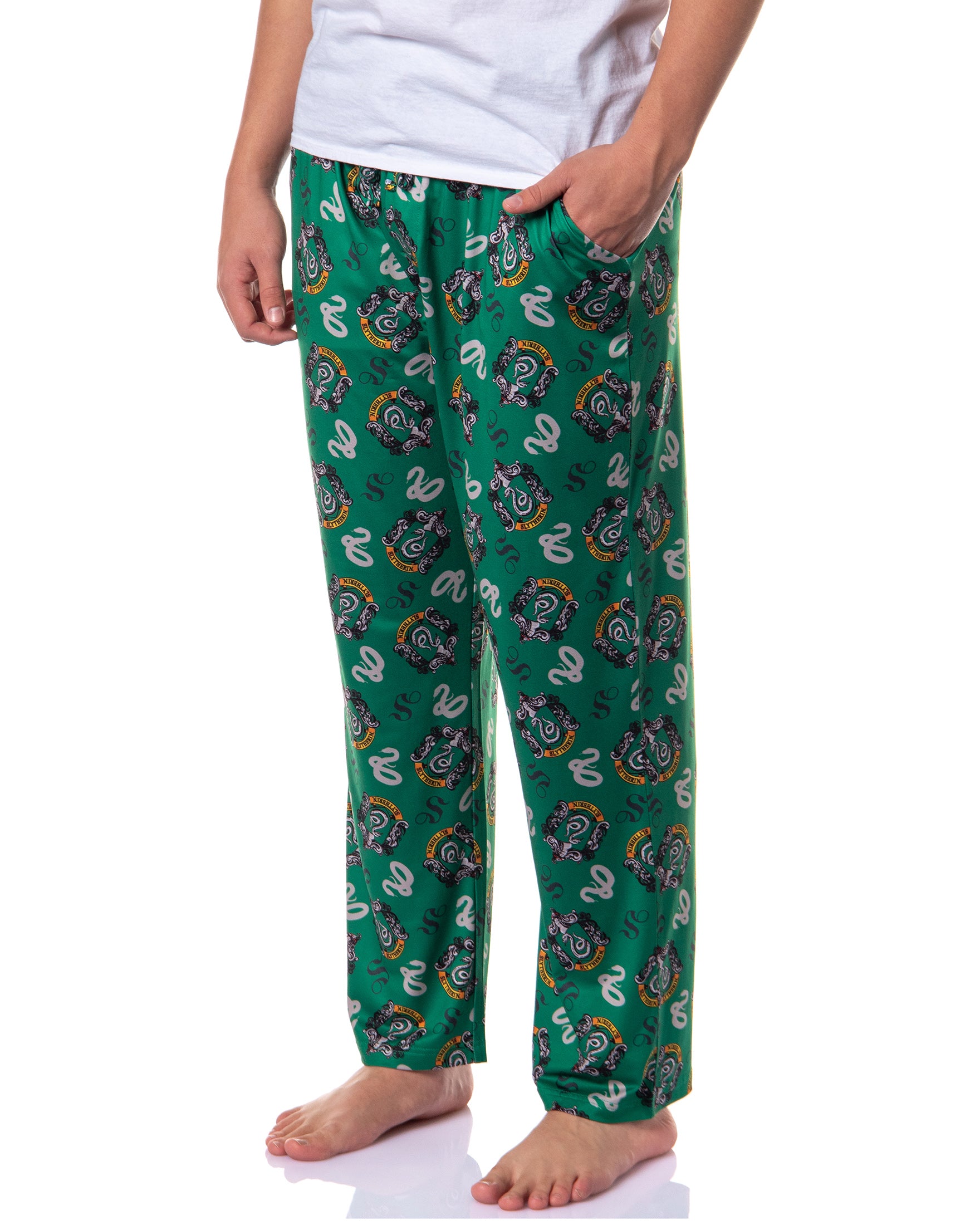 Harry Potter Men's Hogwarts House Crest All Over Print PJ Pajama Pants