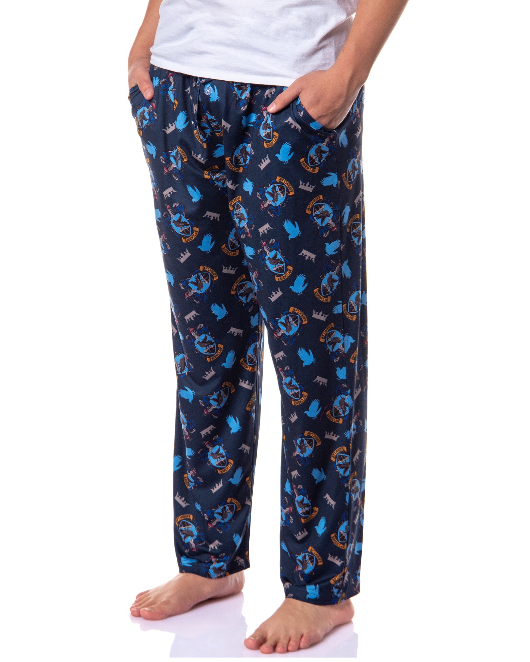 Harry Potter Men's Hogwarts House Crest All Over Print PJ Pajama Pants