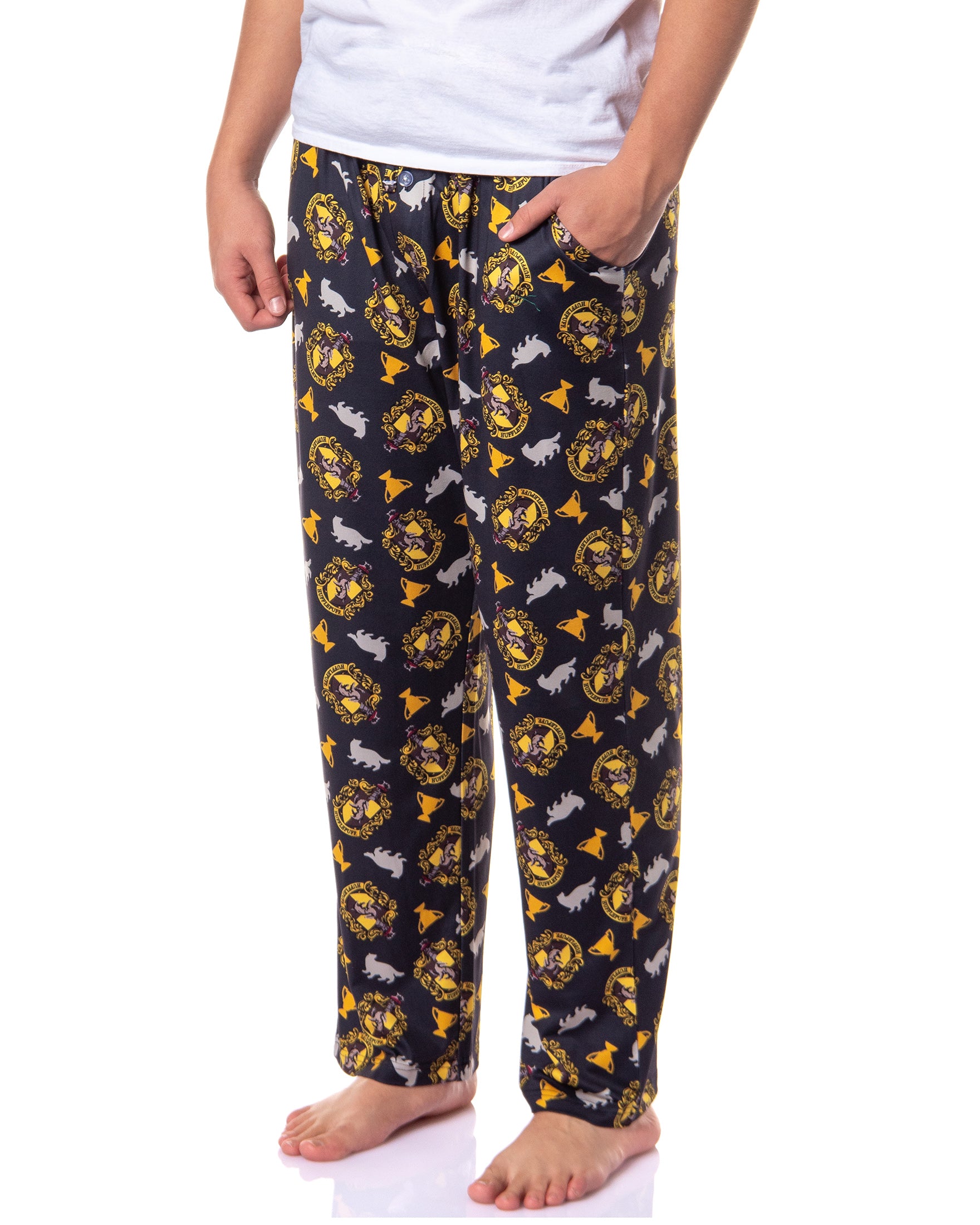 Harry Potter Men's Hogwarts House Crest All Over Print PJ Pajama Pants
