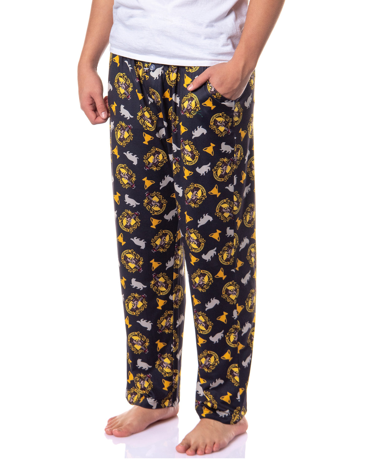 Harry Potter Men's Hogwarts House Crest All Over Print PJ Pajama Pants