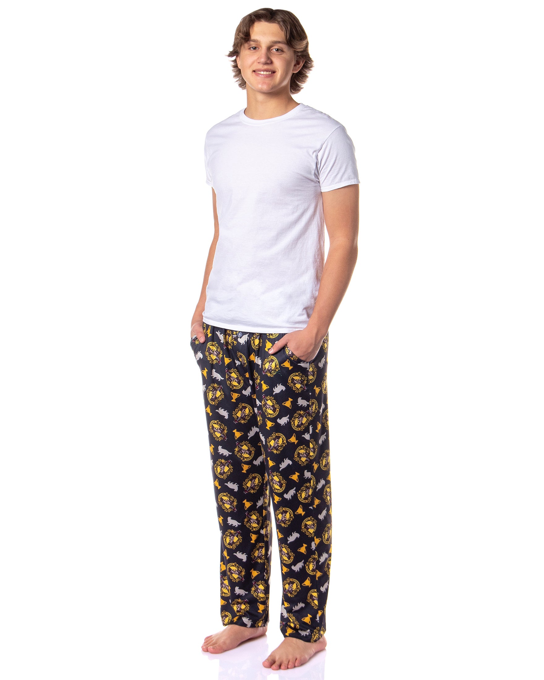 Harry Potter Men's Hogwarts House Crest All Over Print PJ Pajama Pants