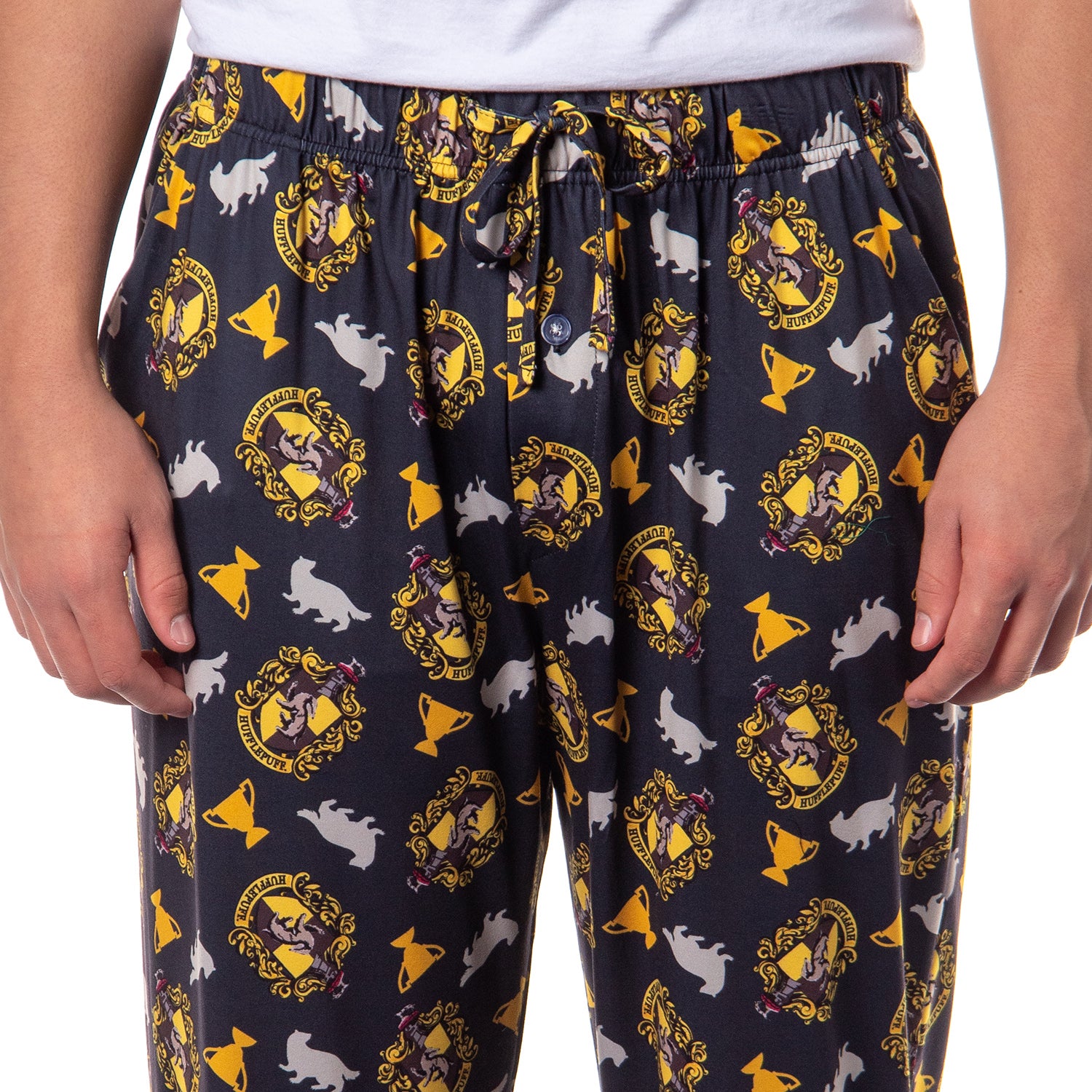 Harry Potter Men's Hogwarts House Crest All Over Print PJ Pajama Pants