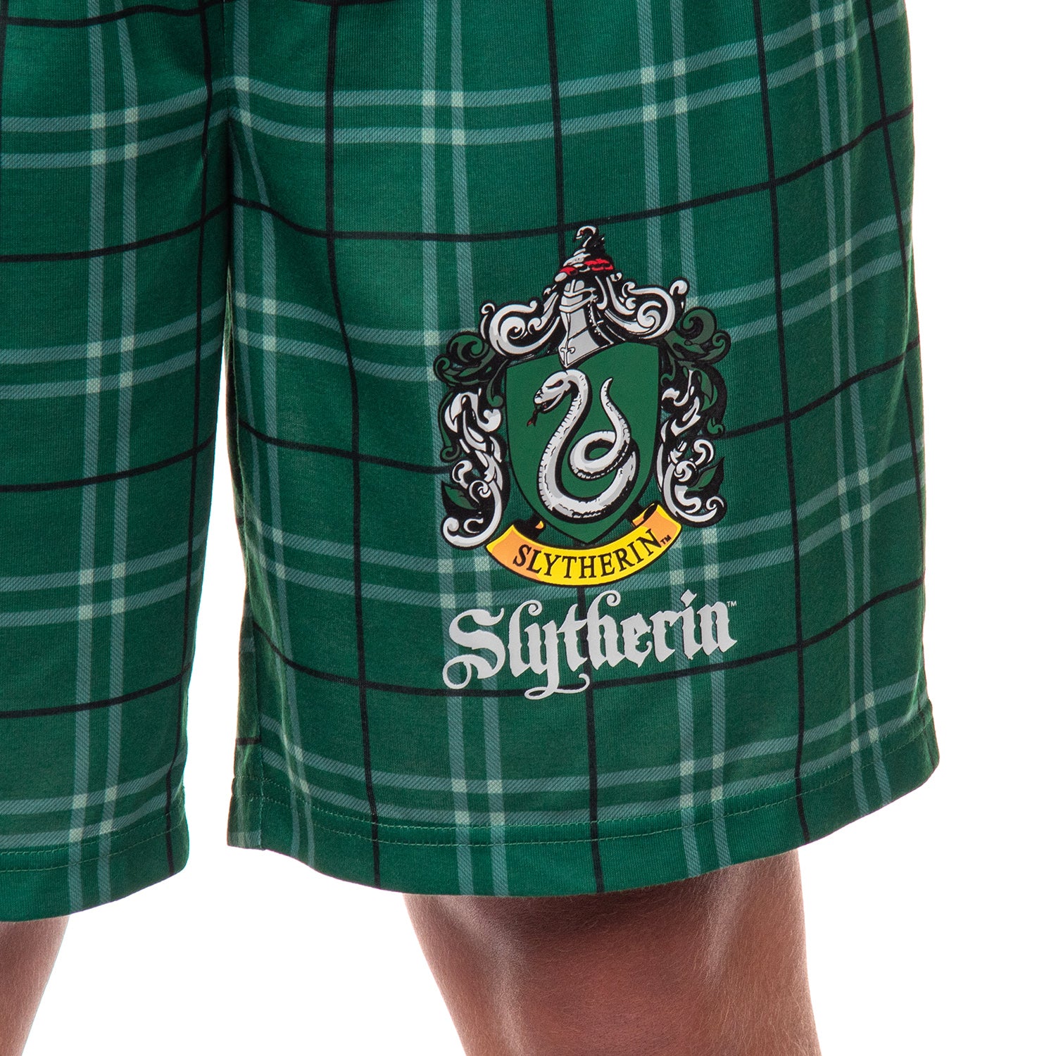 Harry Potter Pajamas Mens' Hogwarts House Crest Plaid PJ Lounge Shorts