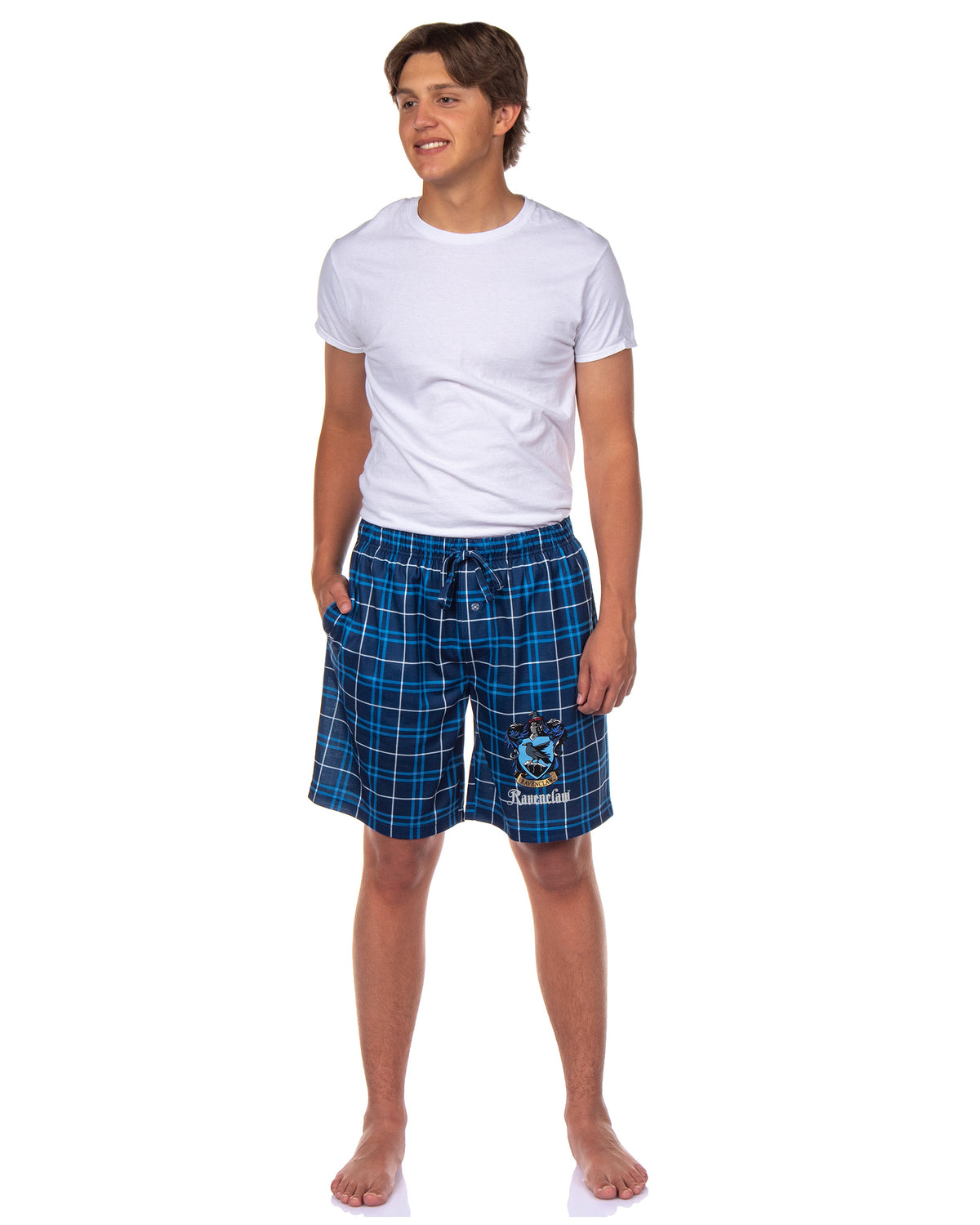 Harry Potter Pajamas Mens' Hogwarts House Crest Plaid PJ Lounge Shorts