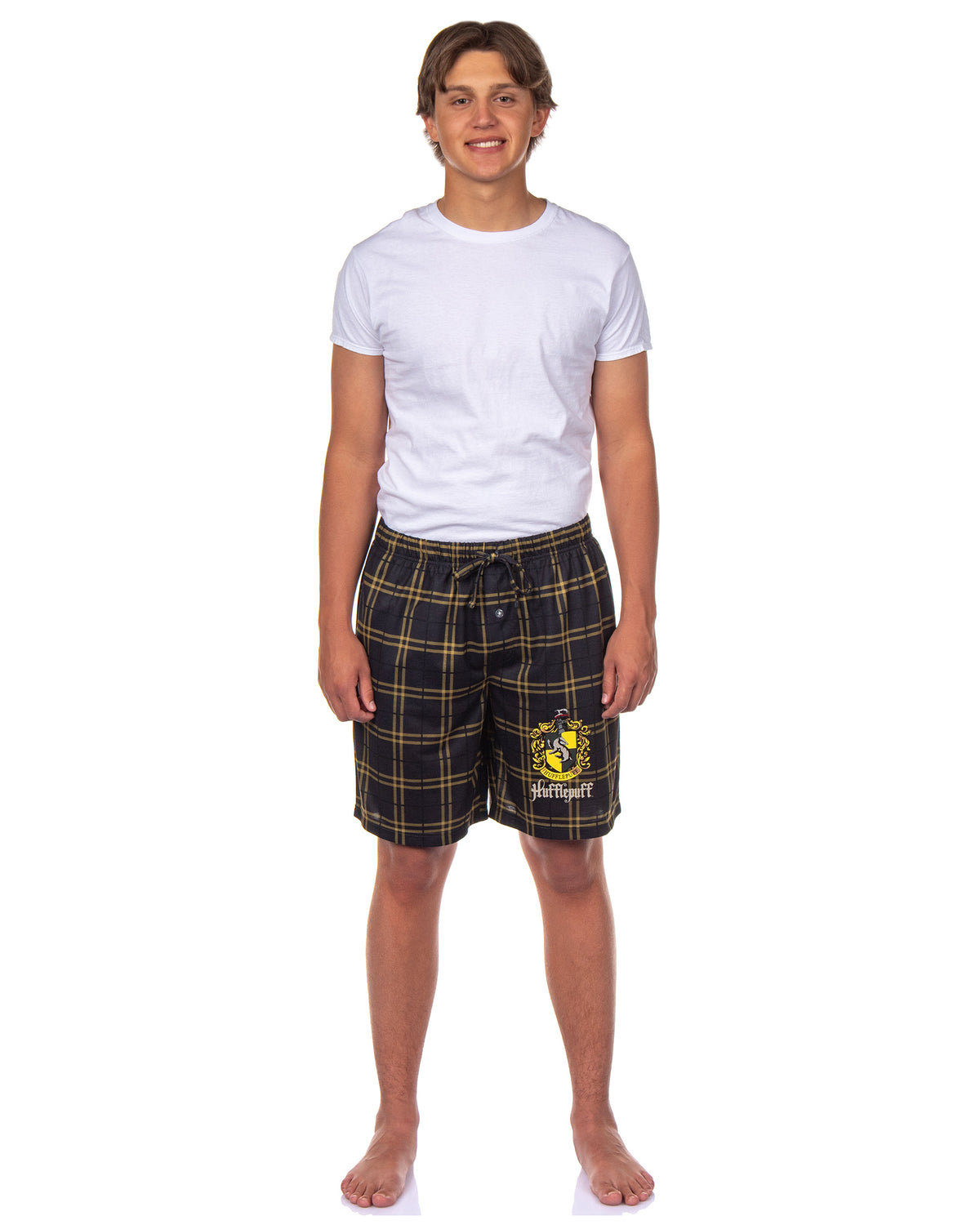 Harry Potter Pajamas Mens' Hogwarts House Crest Plaid PJ Lounge Shorts