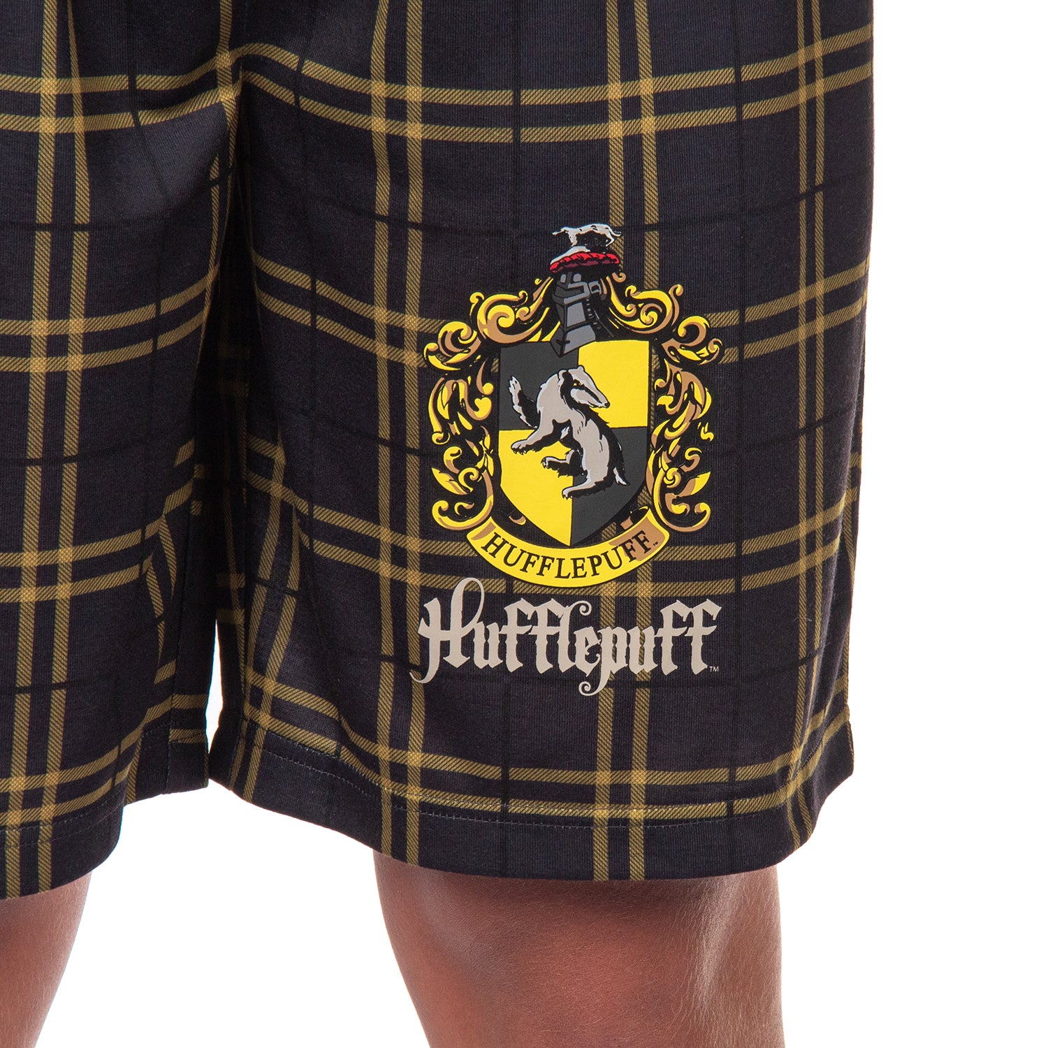 Harry Potter Pajamas Mens' Hogwarts House Crest Plaid PJ Lounge Shorts