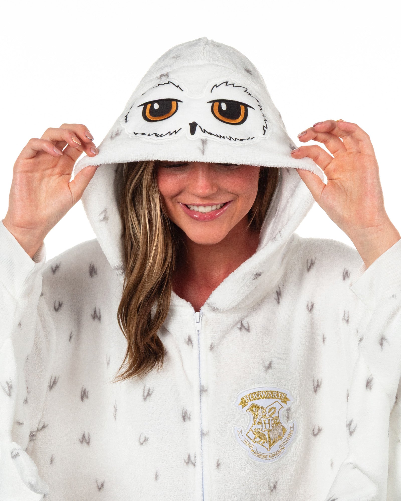 Harry Potter Union Suit Women's Kigurumi Hedwig Hooded Pajama Costume (S/M)