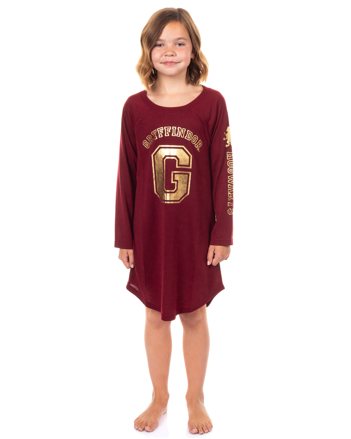 Harry Potter Pajama Girl's Long Sleeve Varsity Raglan Gown