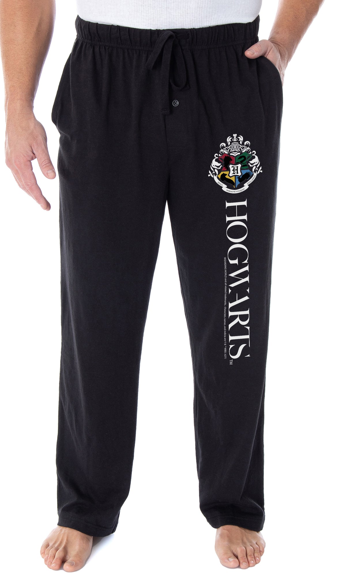 Harry Potter Adult Mens' Animal Silo Hogwarts Crest Loungewear Pajama Pants