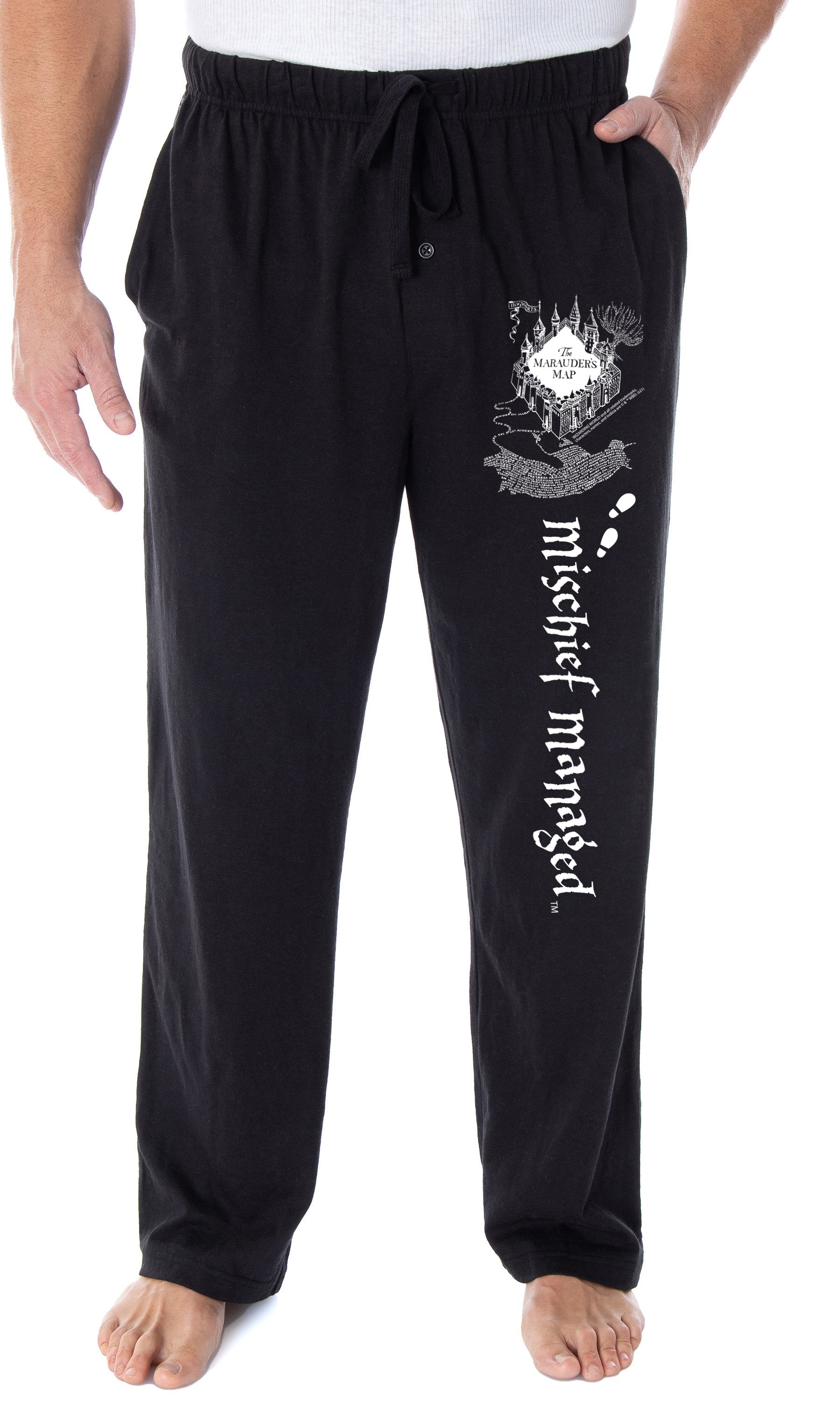 Harry Potter Men's Marauder's Map Mischief Managed Loungewear Sleep Bottoms Pajama Pants