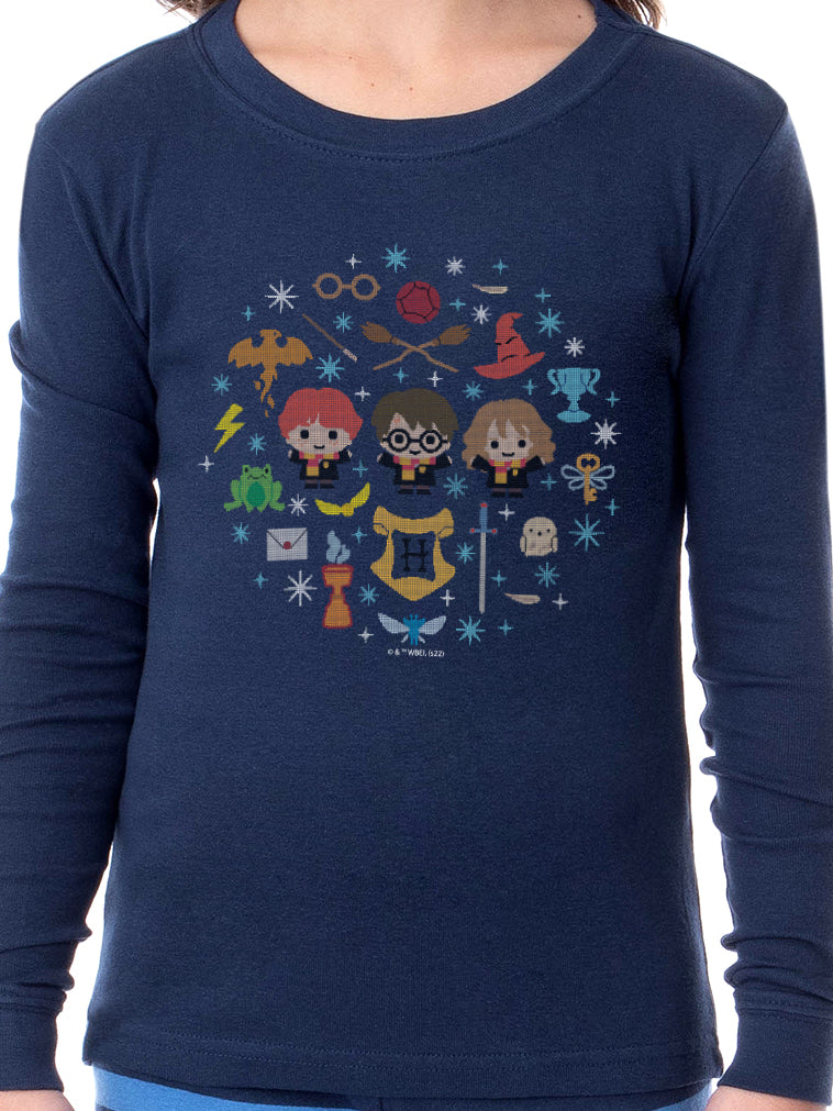 Harry Potter Golden Trio Icons Sweater Wizarding World Tight Fit Cotton Matching Family Pajama Set