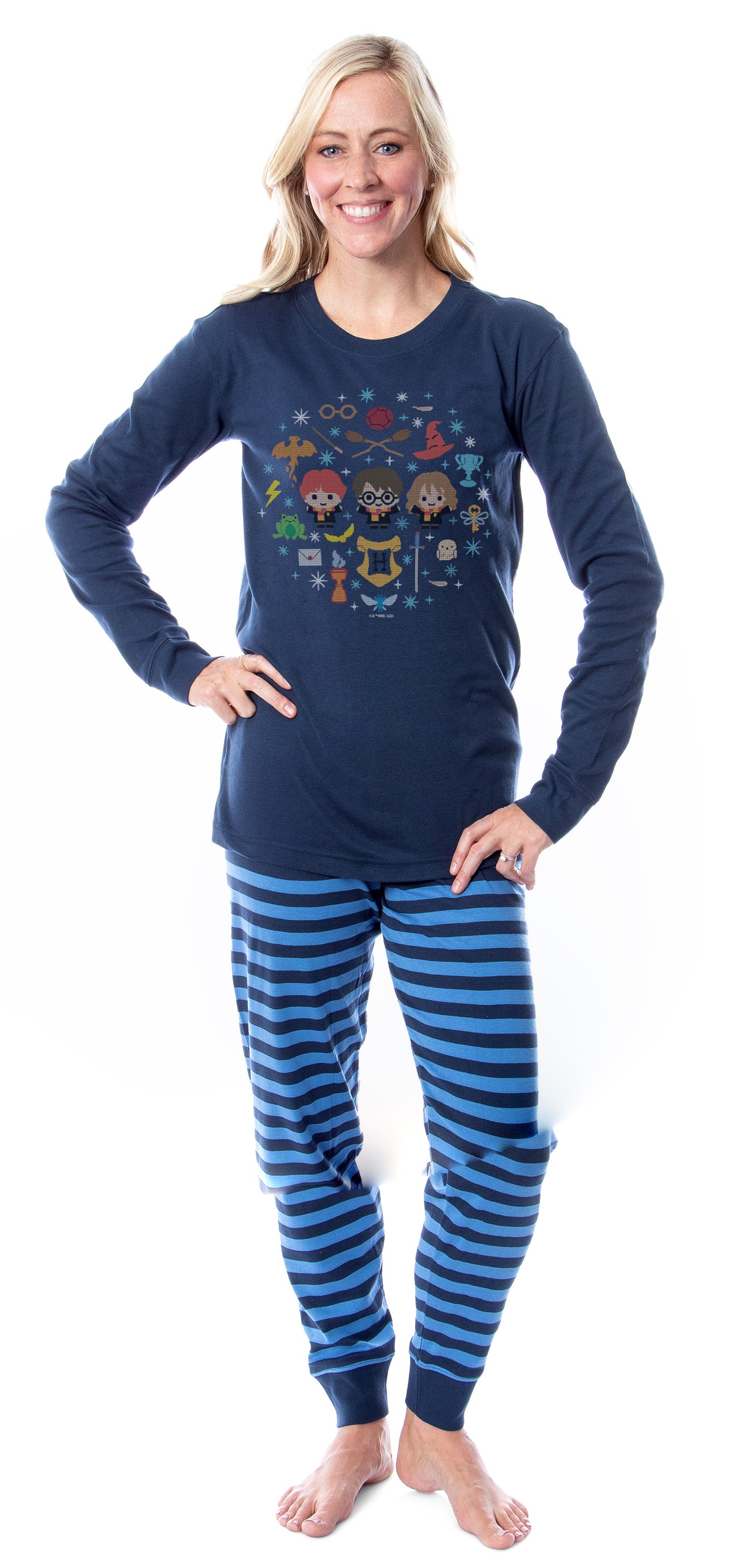 Harry Potter Golden Trio Icons Sweater Wizarding World Tight Fit Cotton Matching Family Pajama Set