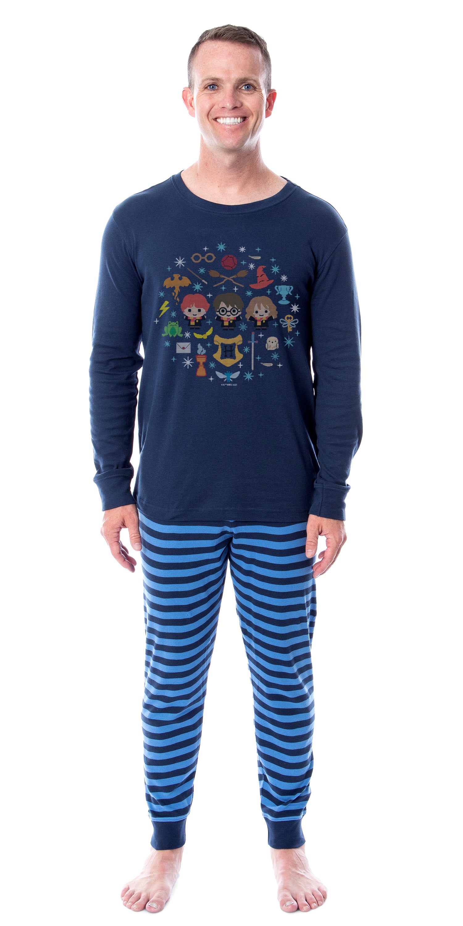 Harry Potter Golden Trio Icons Sweater Wizarding World Tight Fit Cotton Matching Family Pajama Set