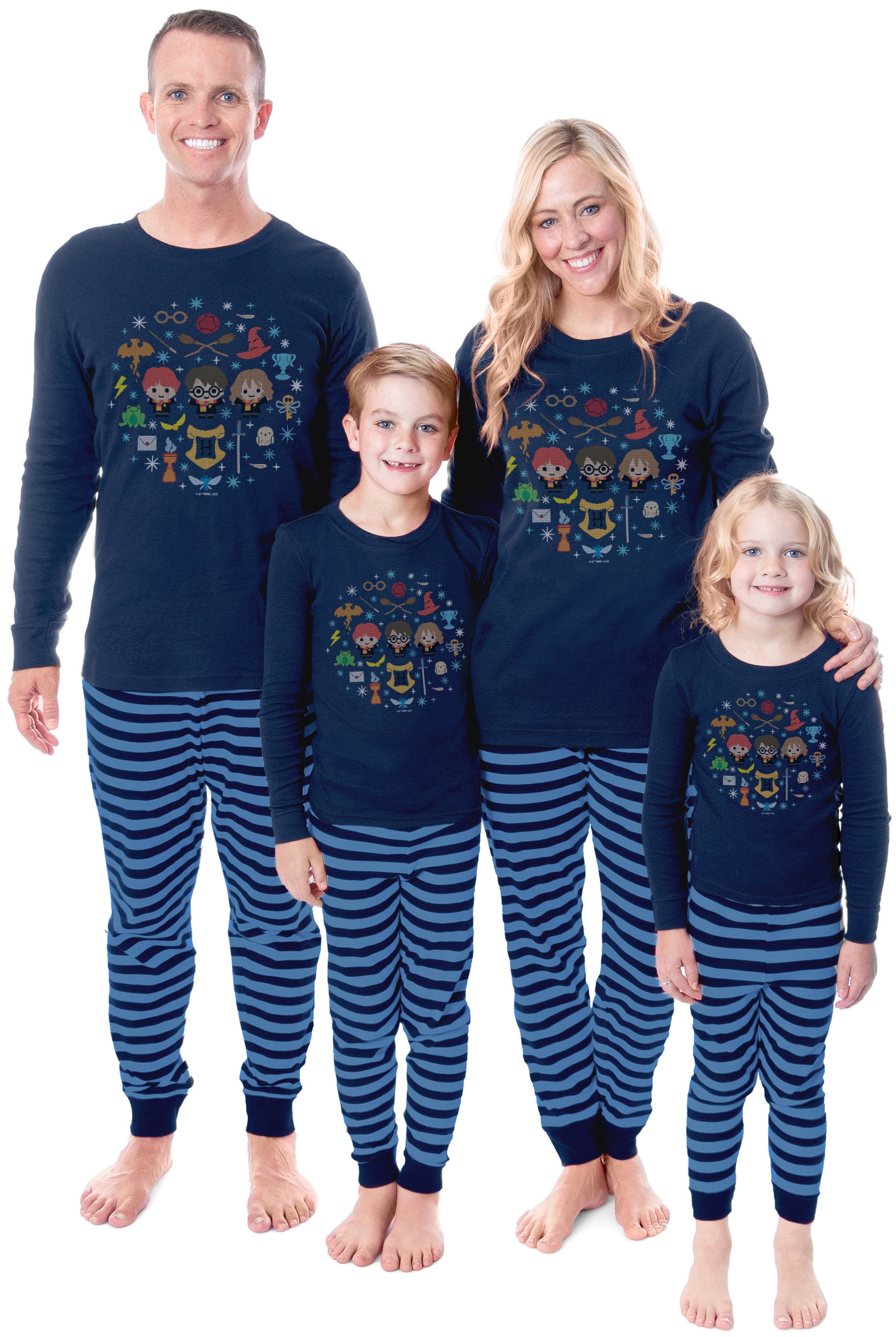 Harry Potter Golden Trio Icons Sweater Wizarding World Tight Fit Cotton Matching Family Pajama Set