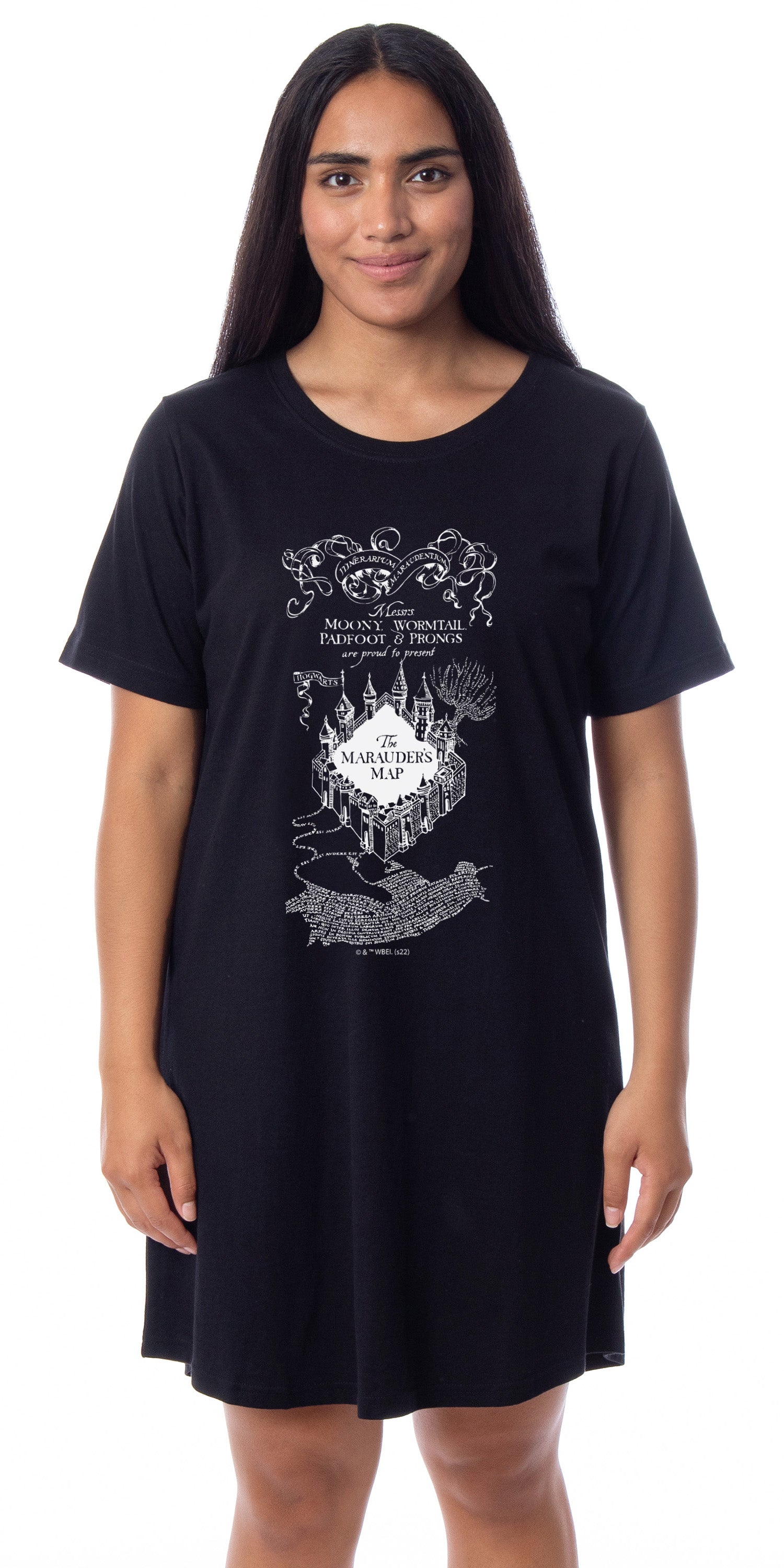 Harry Potter Womens' The Marauder's Map Mischief Managed Nightgown Sleep Pajama Shirt