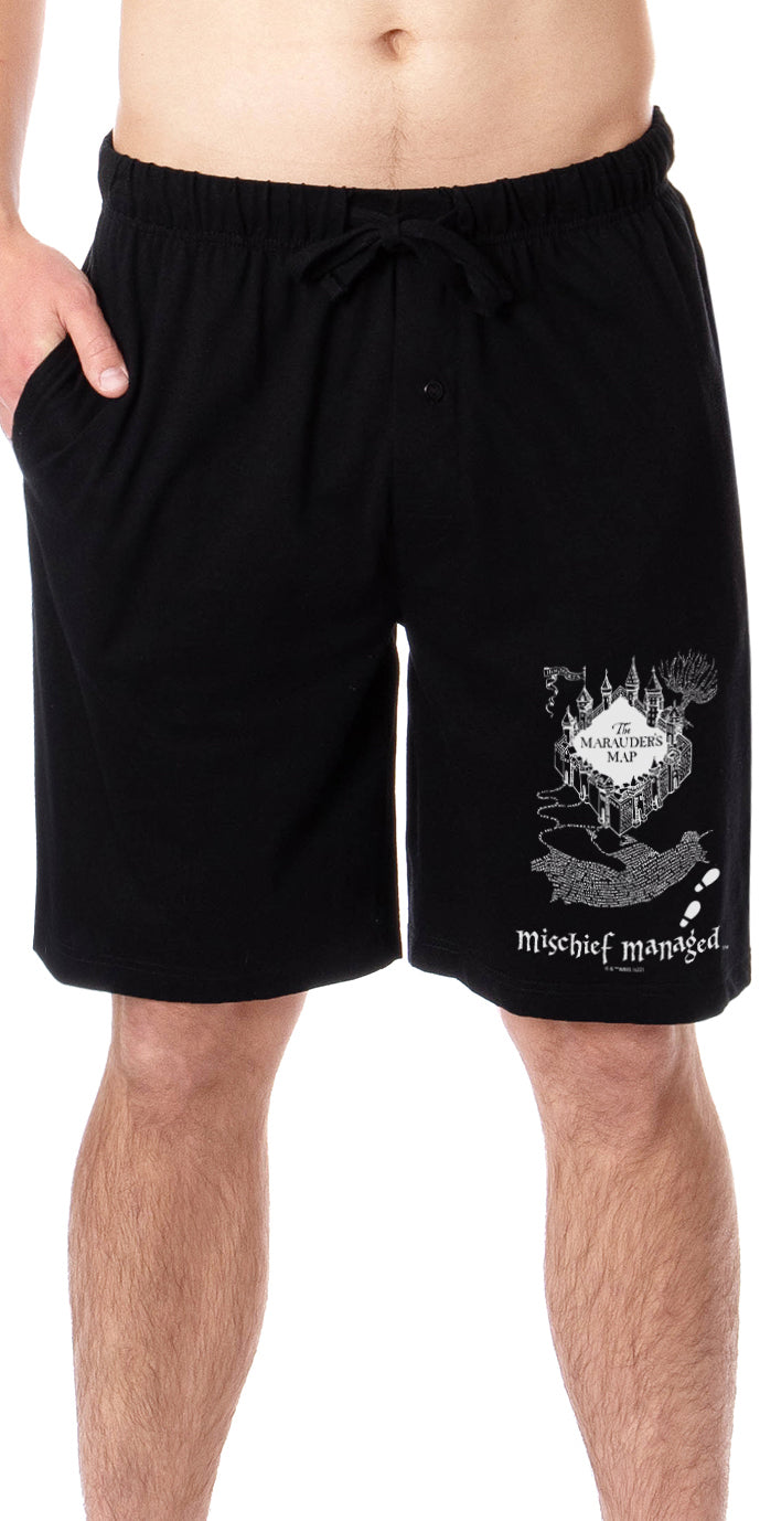 Harry Potter Mens' The Marauder's Map Mischief Managed Sleep Pajama Shorts