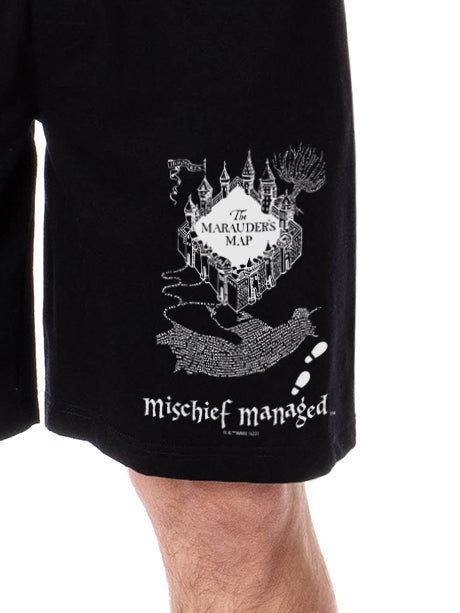 Harry Potter Mens' The Marauder's Map Mischief Managed Sleep Pajama Shorts