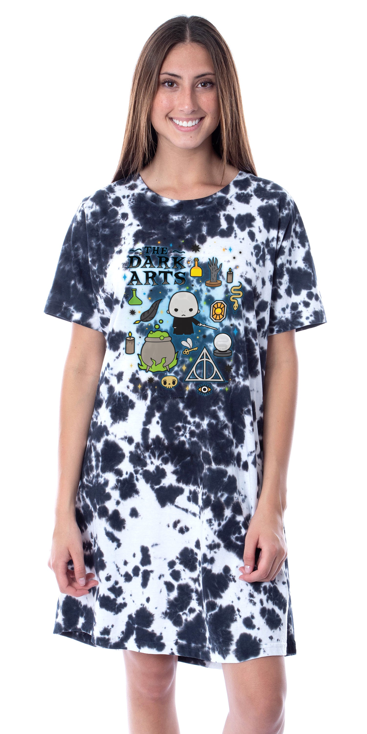 Harry Potter Womens' Lord Voldemort Wizarding World Nightgown Sleep Pajama Shirt Tie-Dye