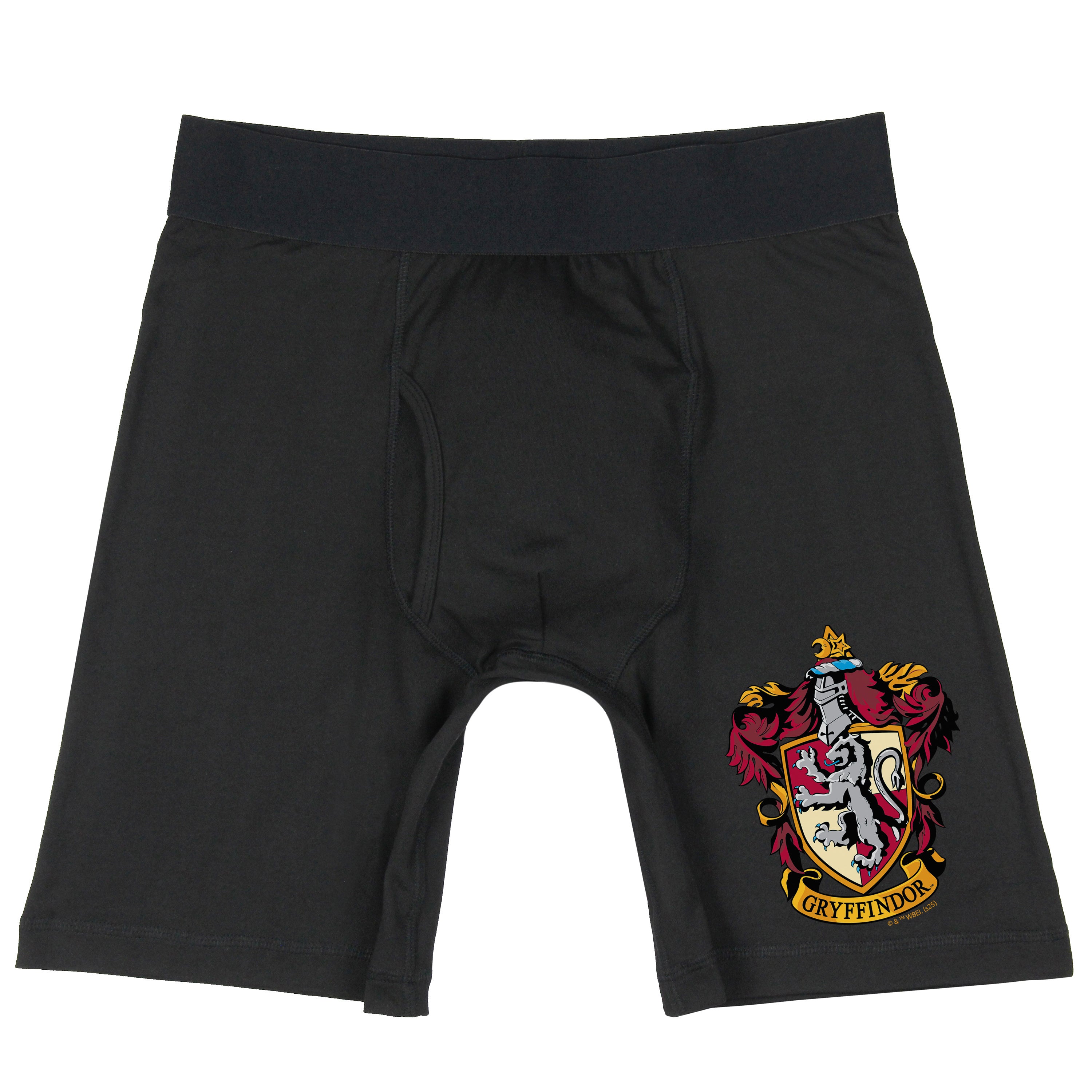 Harry Potter Men's Hogwarts Houses Crests Long Leg Boxers Underwear Boxer Shorts For Adults