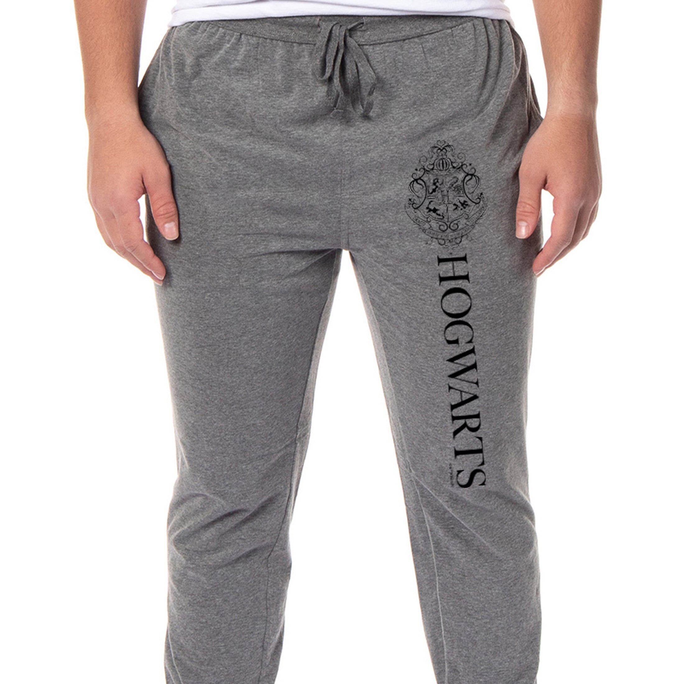 Harry Potter Adult Mens Hogwarts Crest Collegiate Style Jogger Pajama Lounge Pants