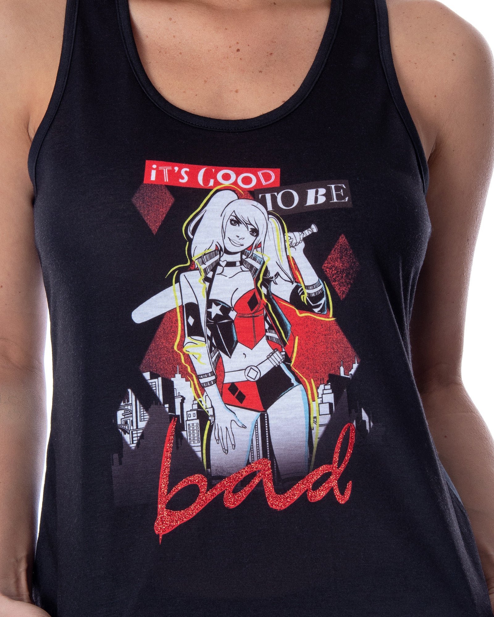 DC Comics Women's Harley Quinn Good To Bad Tank And Shorts Pajama Set