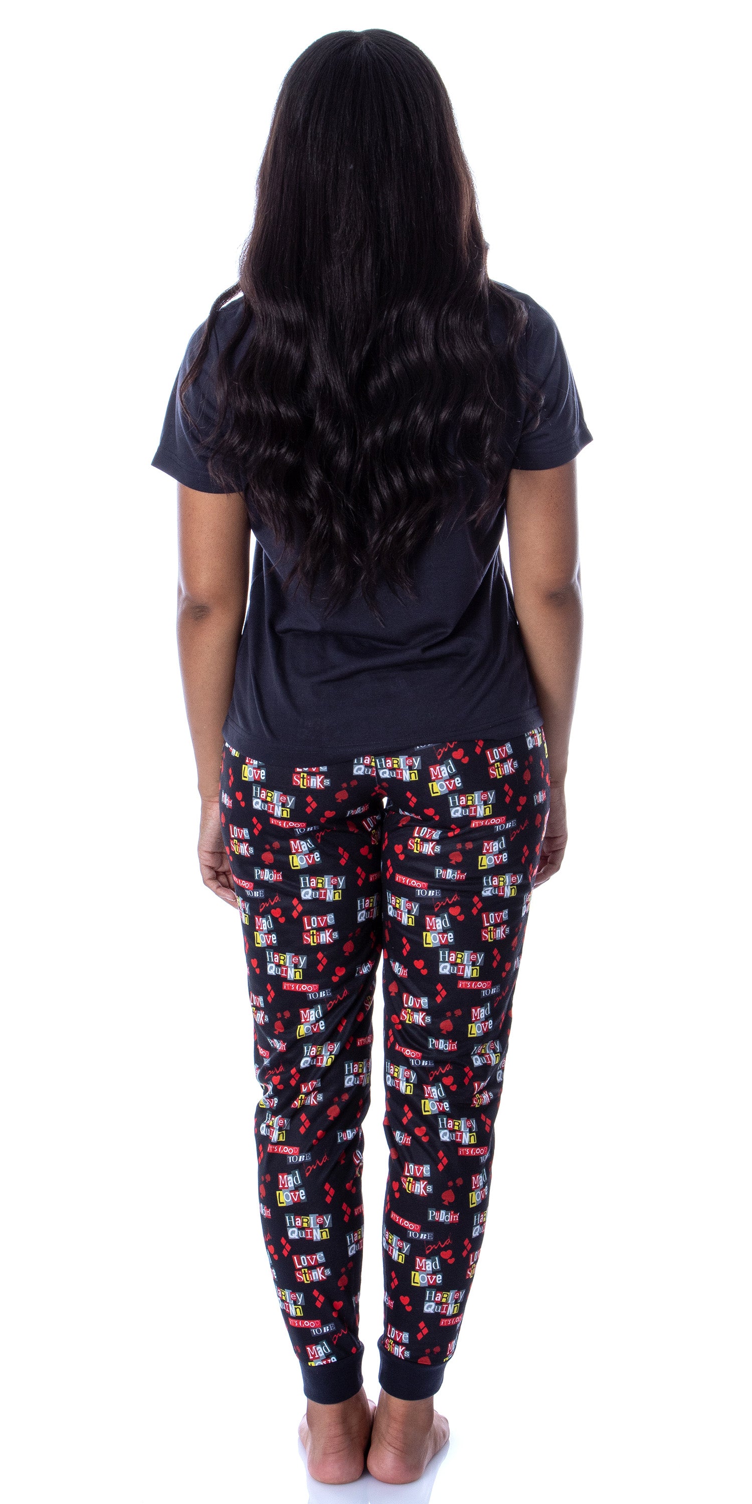 DC Comics Womans' Harley Quinn Mad Love 2 Piece Pajama Set Jogger