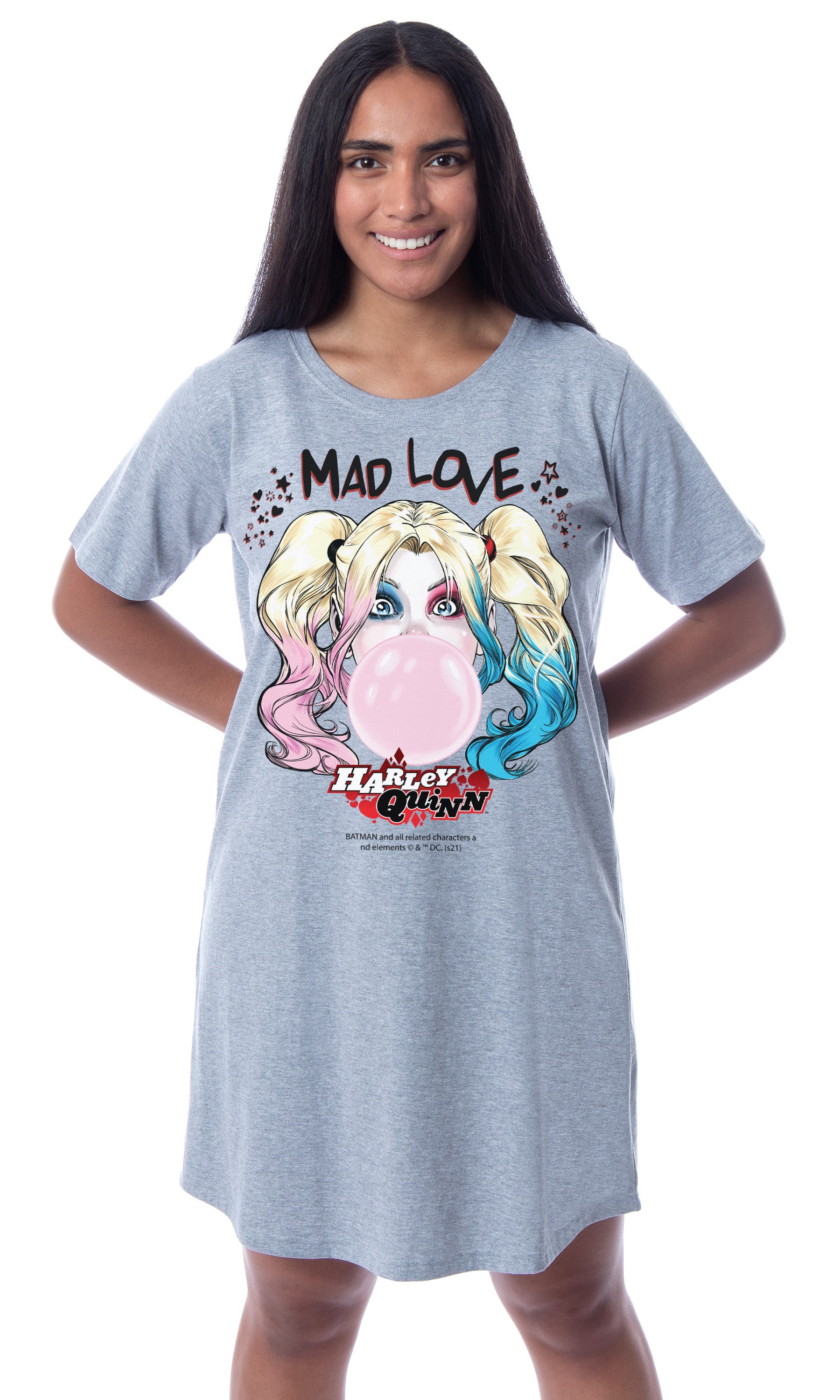 DC Comics Women's Harley Quinn Mad Love Nightgown Sleep Pajama Shirt
