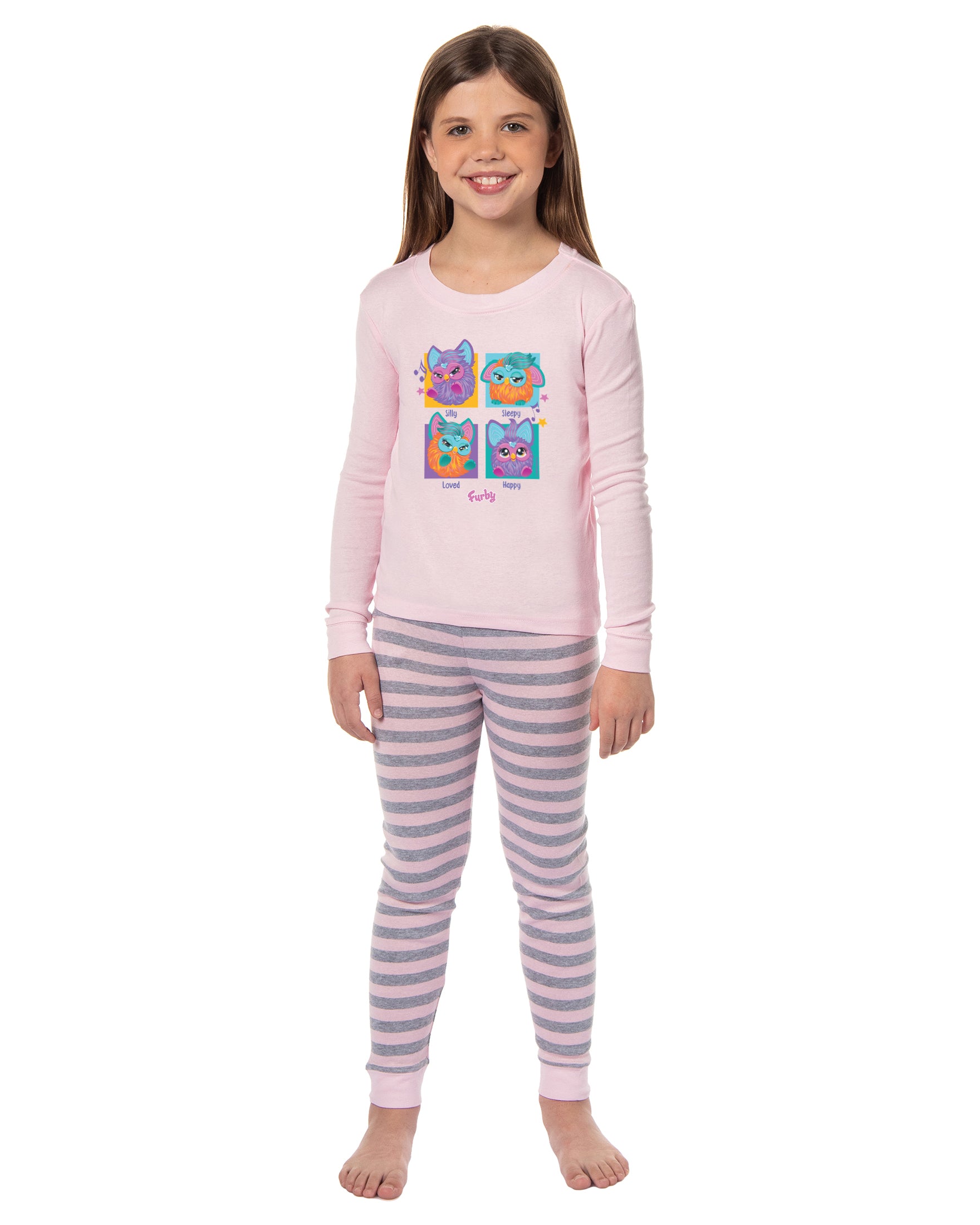 Furby Pajamas Girl's 4 Mood Squares 2 Piece Long Sleeve Pajama Set