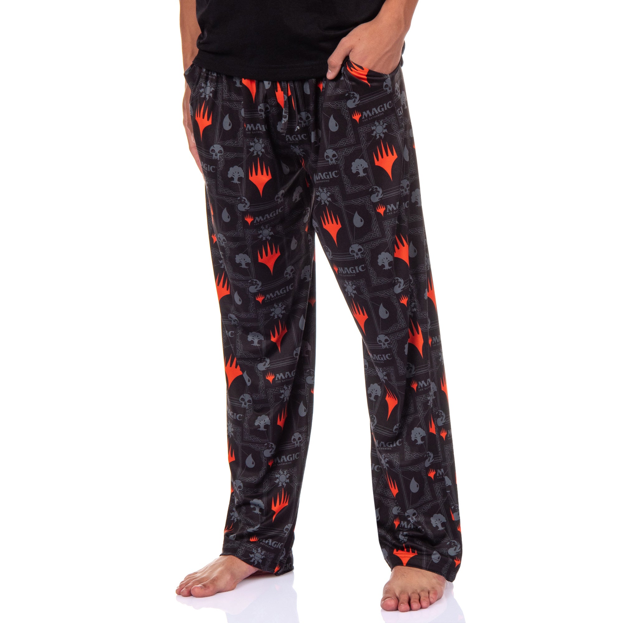 Magic: The Gathering Mens Mana Symbols Card Game Sleep Pajama Shirt Pants Set