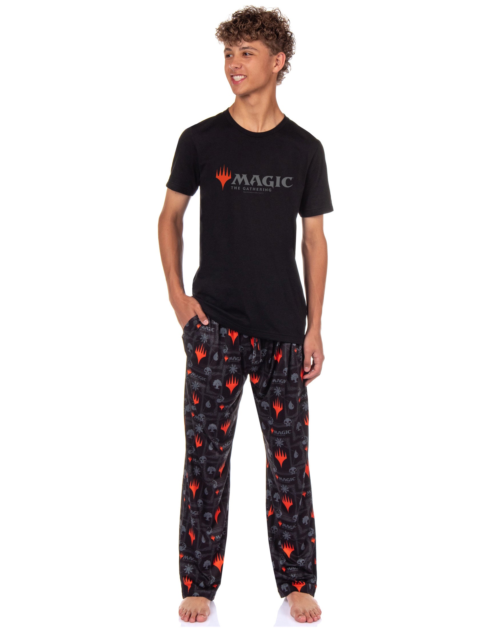 Magic: The Gathering Mens Mana Symbols Card Game Logo Sleep Pajama Shirt Pants Set