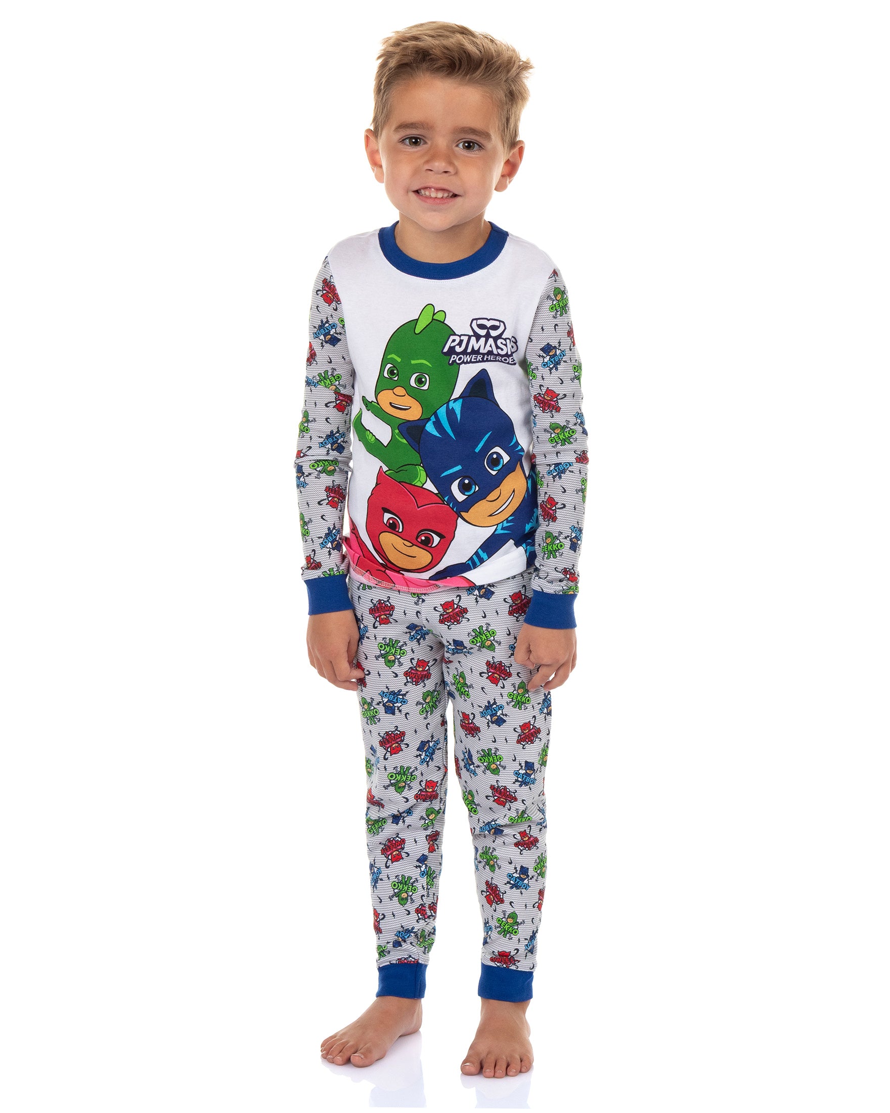 PJ Masks Toddler Boys' Gekko Catboy Owlette Title Logo Sleep Pajama Set