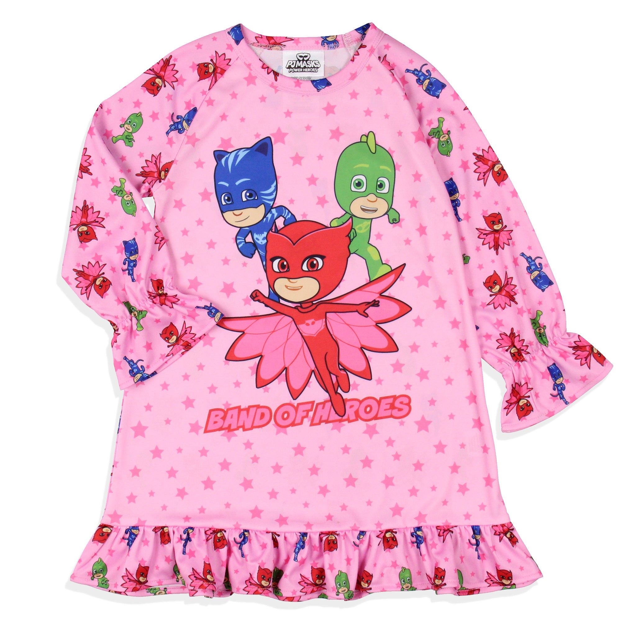 PJ Masks Girls' Gekko Catboy Owlette Characters Pajama Dress Nightgown