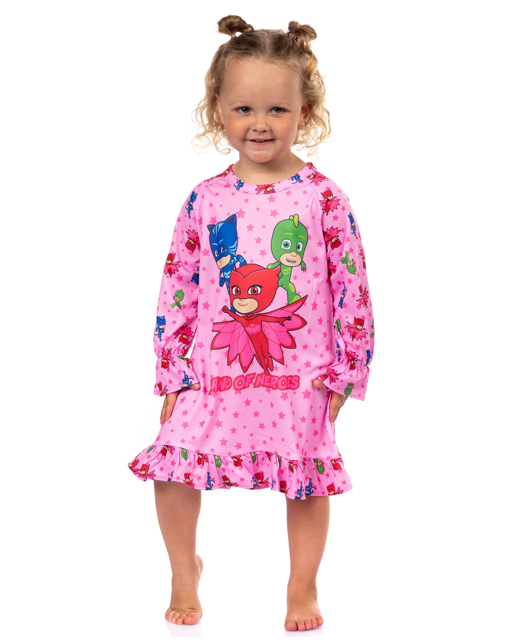PJ Masks Toddler Girls' Gekko Catboy Owlette Characters Pajama Dress Nightgown